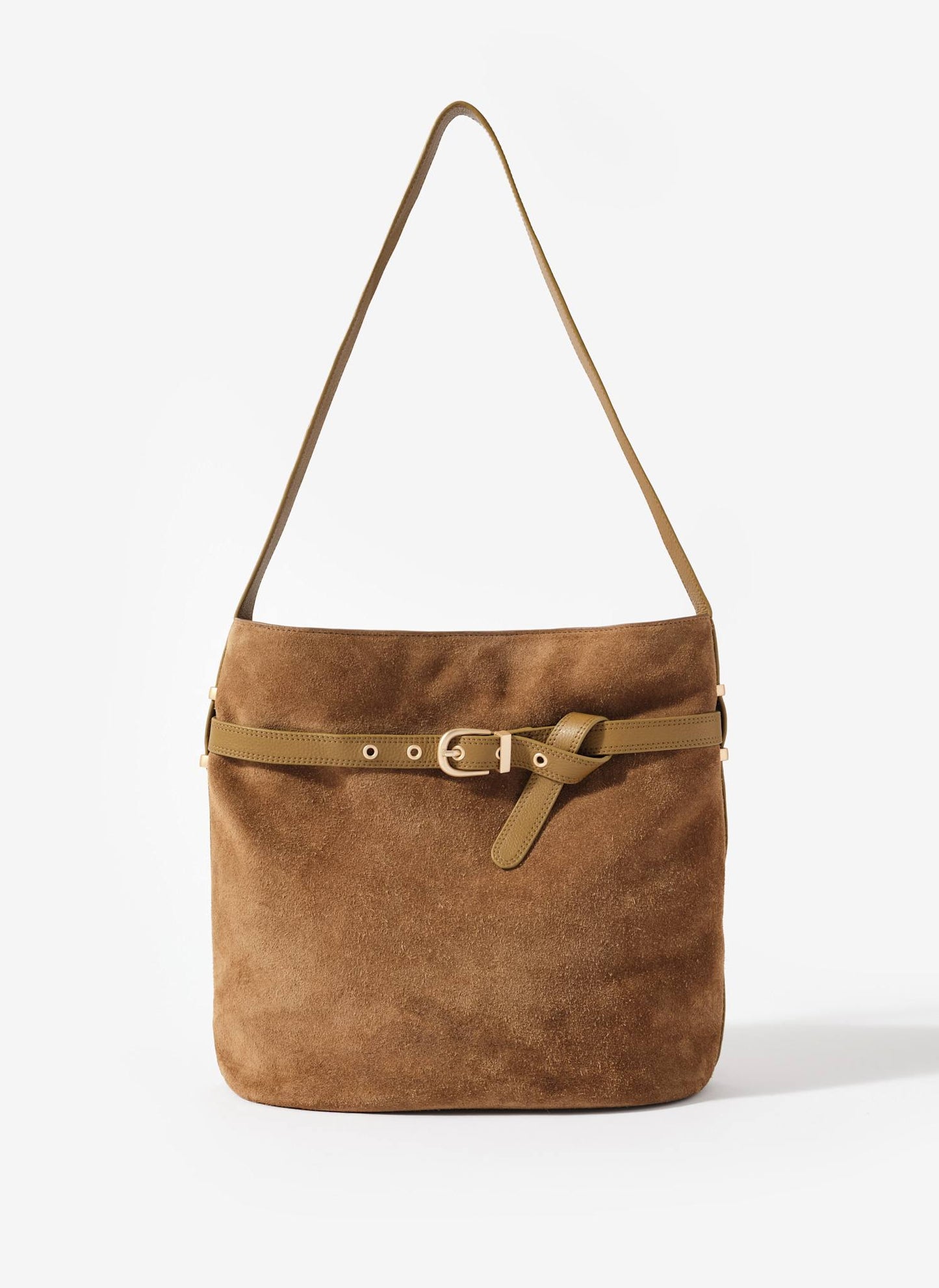 Maci Tan Suede Bucket Bag