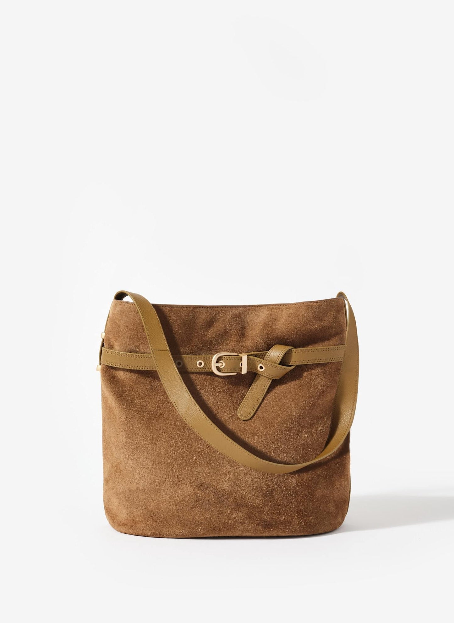 Maci Tan Suede Bucket Bag