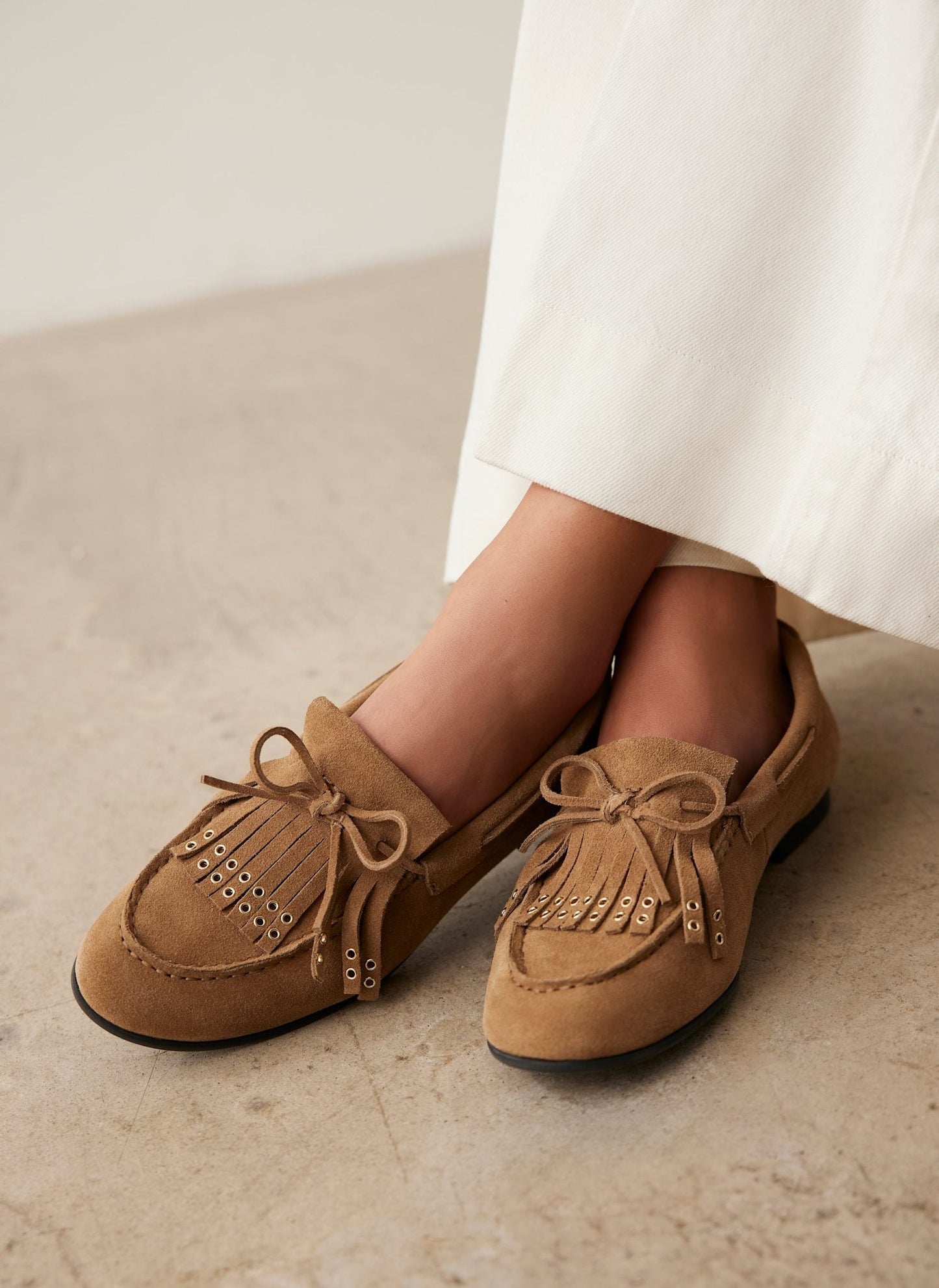 Melba Neutral Suede Loafers