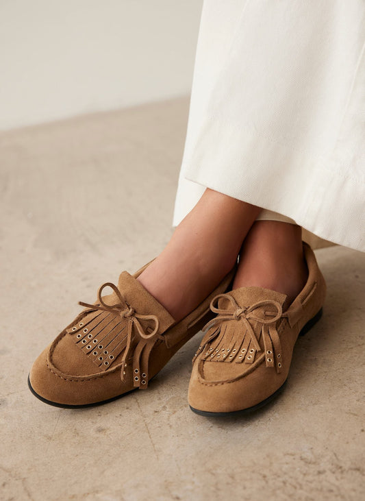 Melba Neutral Suede Loafers