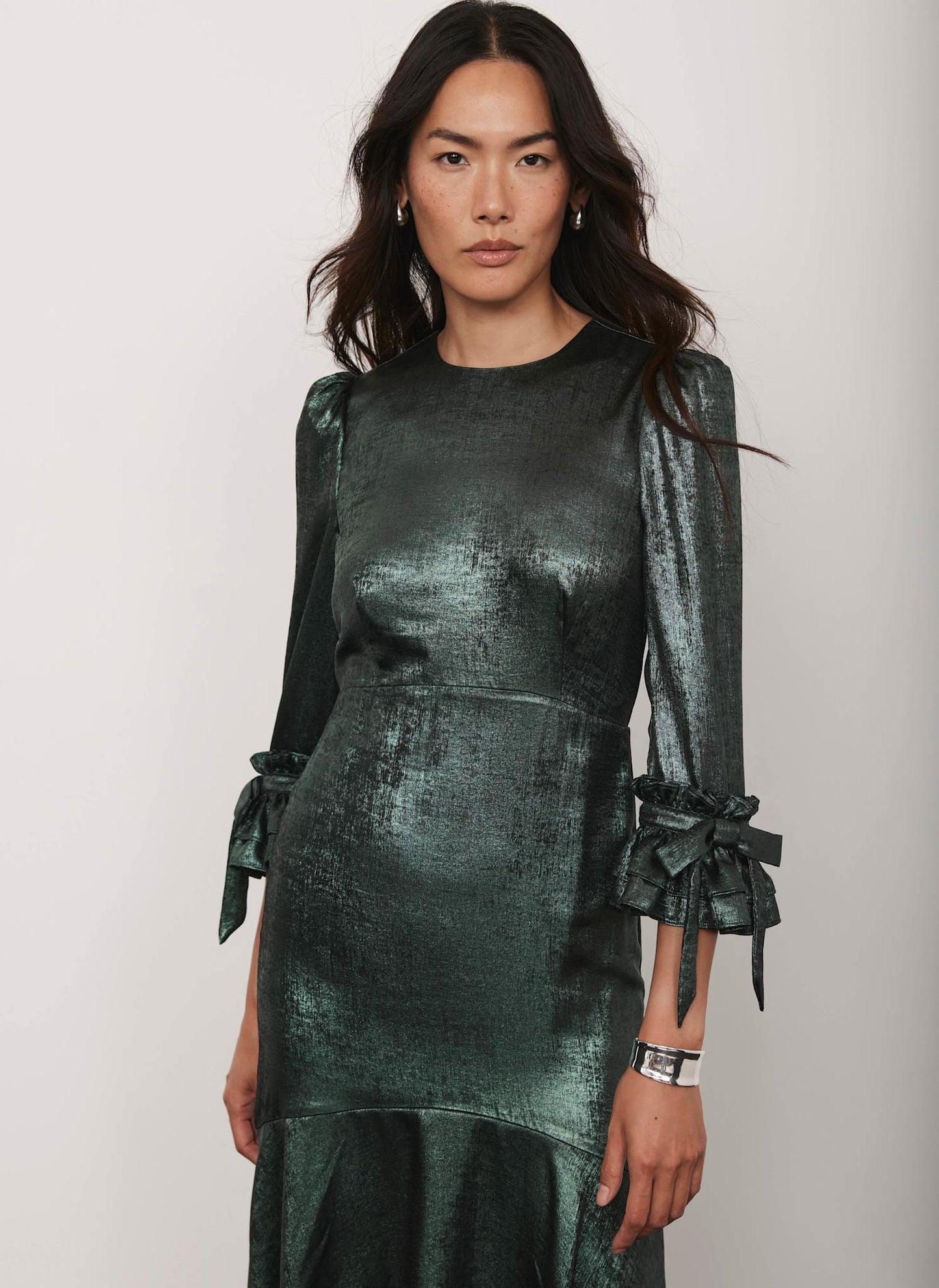 Green Metallic Midi Dress
