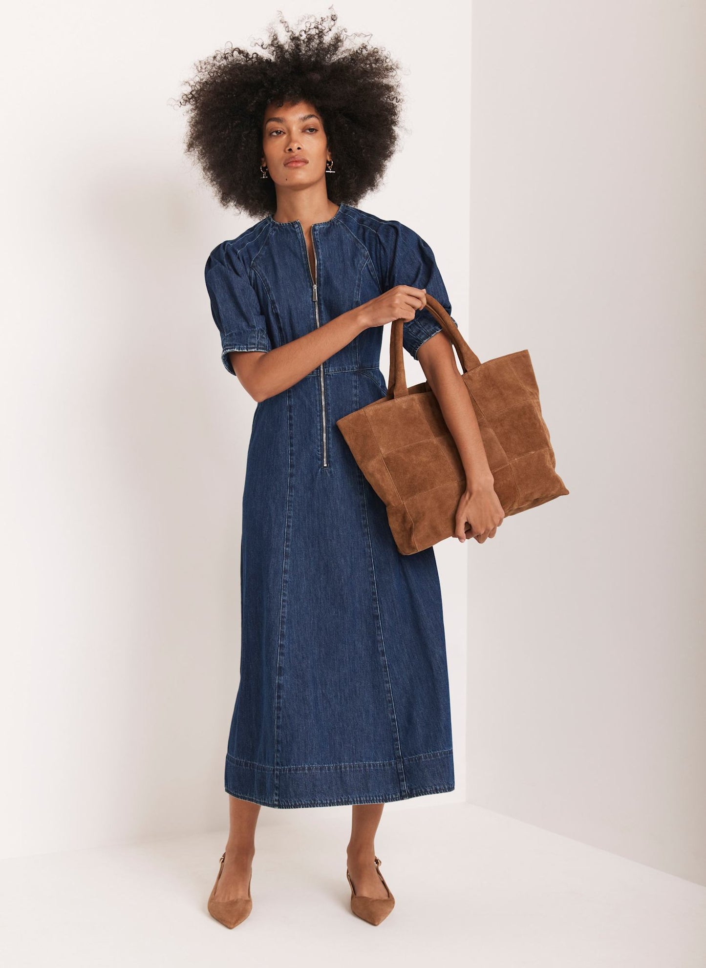 Indigo Denim Midi Dress
