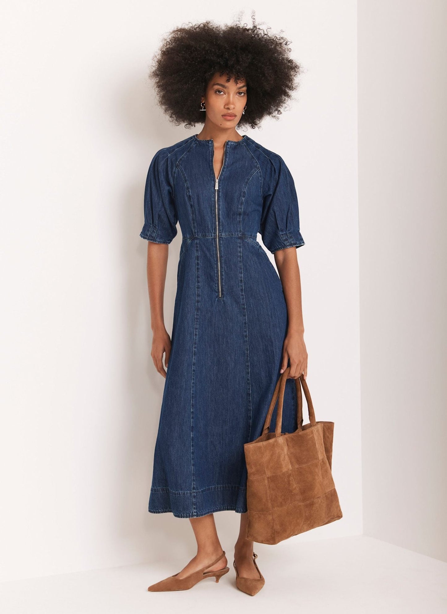 Indigo Denim Midi Dress