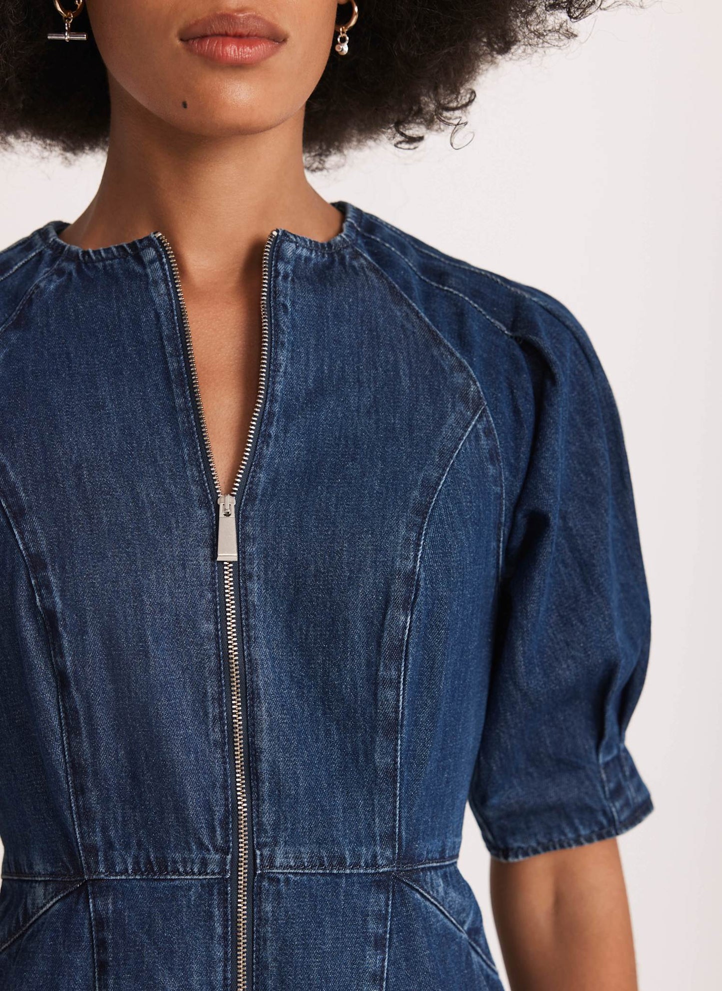 Indigo Denim Midi Dress