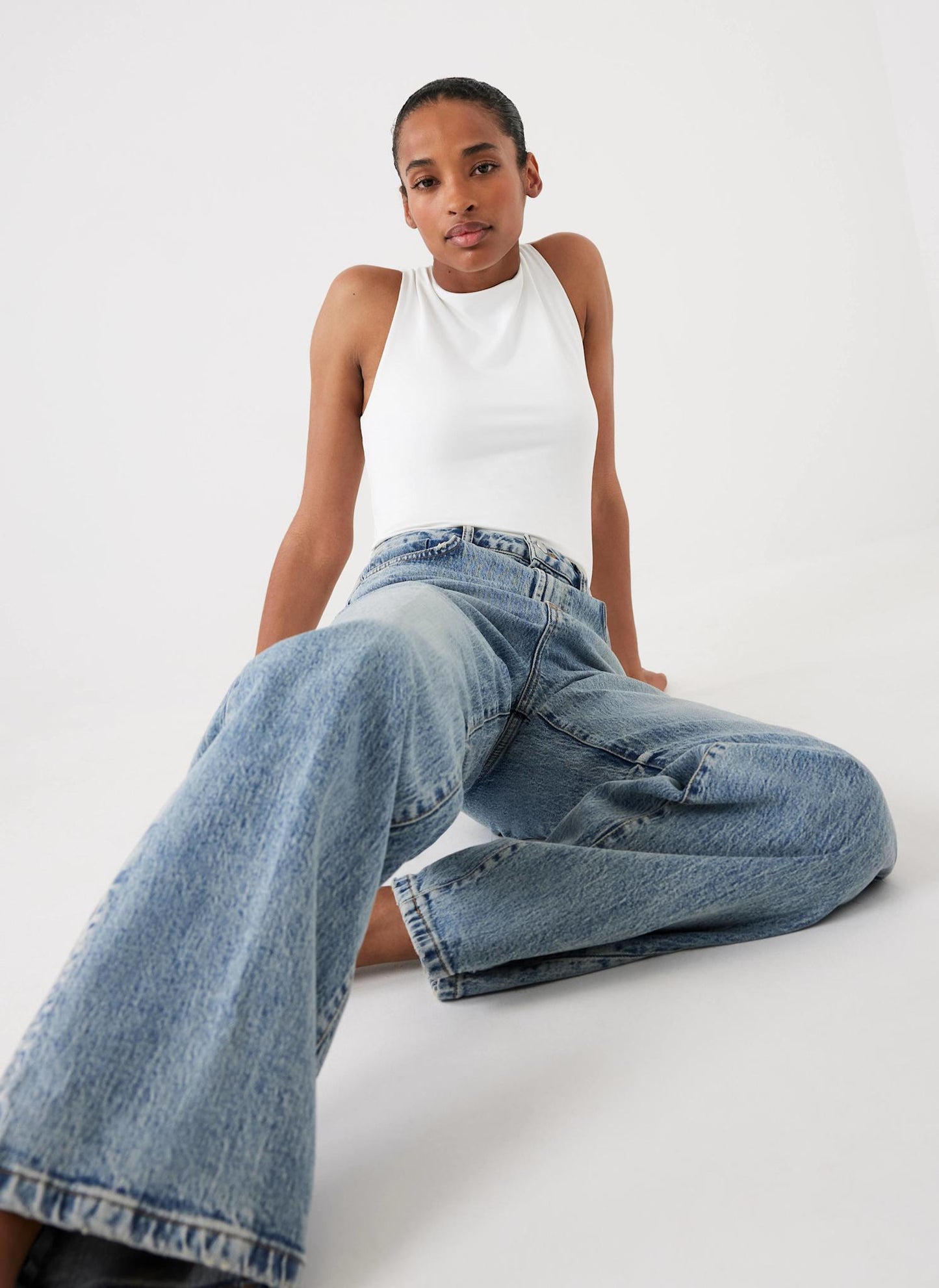 Mid Indigo Workable Wide Jeans