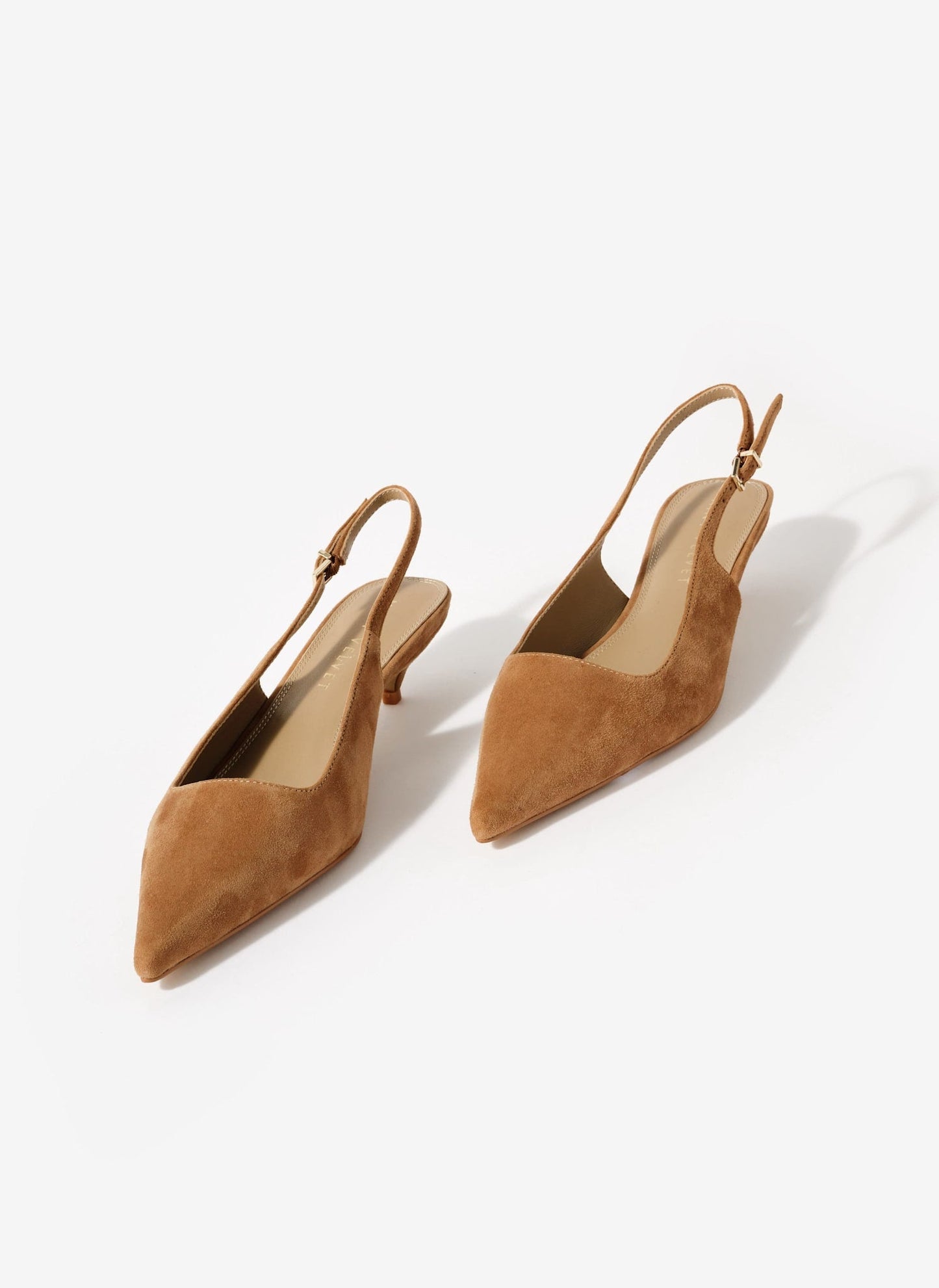 Mila Tan Suede Slingback Kitten Heels