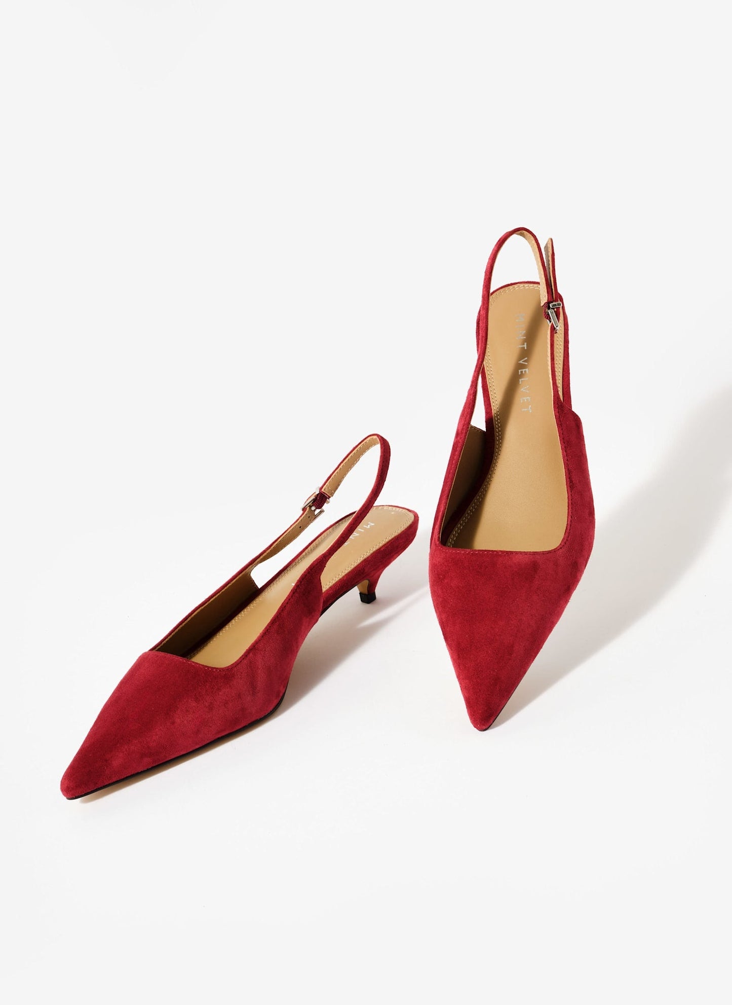Mila Red Suede Slingback Kitten Heels