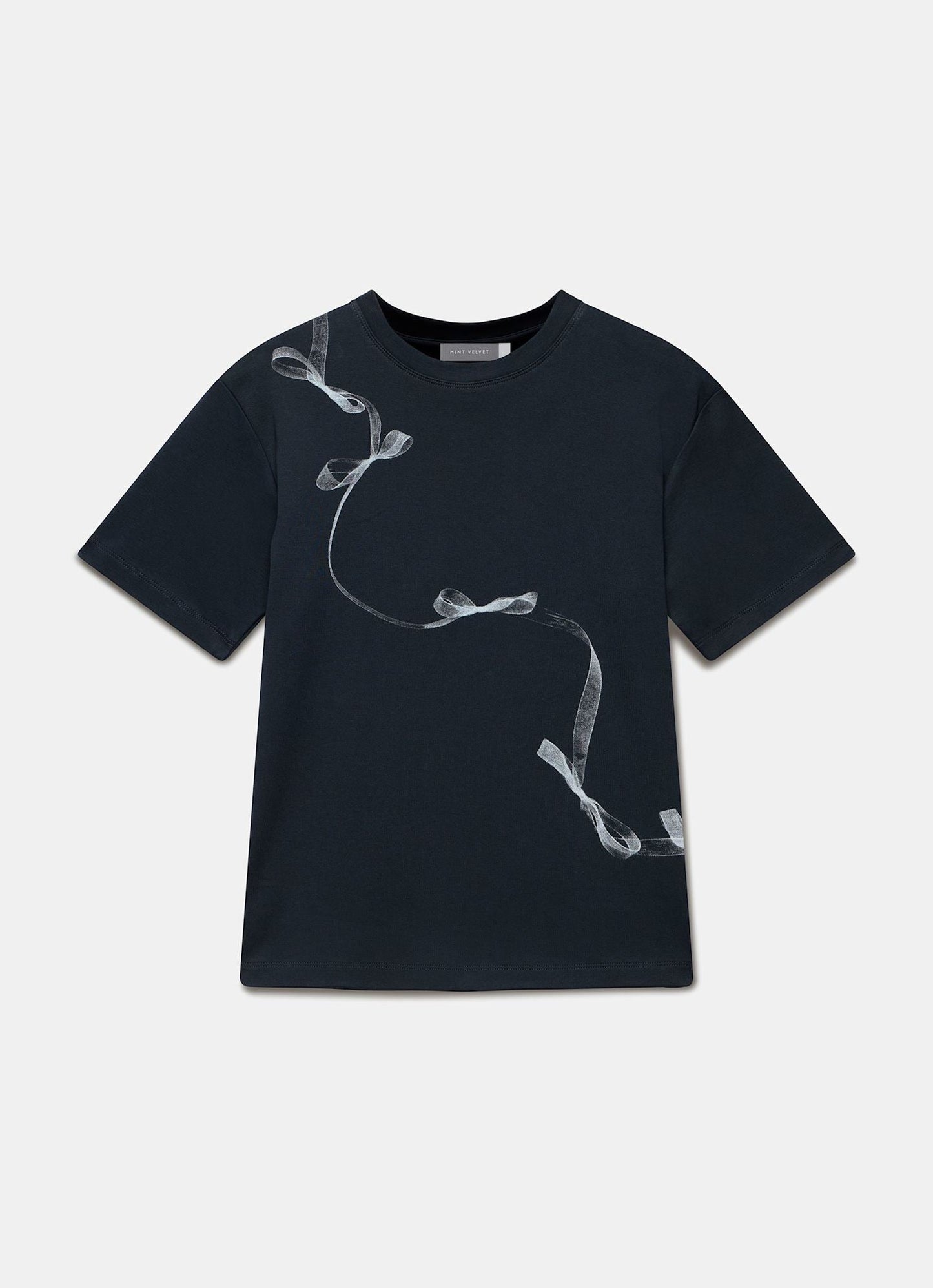 Navy Ribbon Print T-Shirt