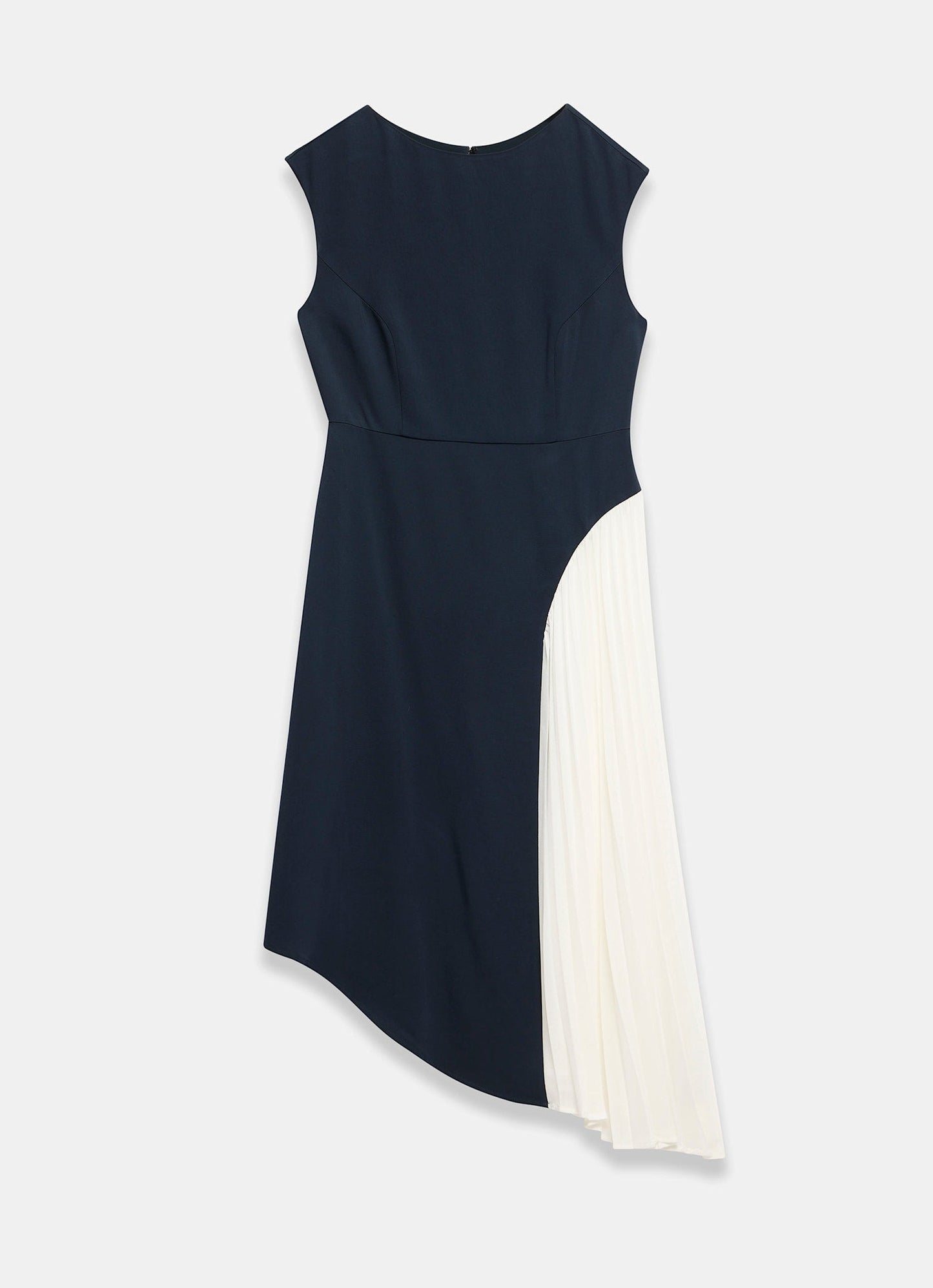 Navy Contrast Pleat Maxi Dress