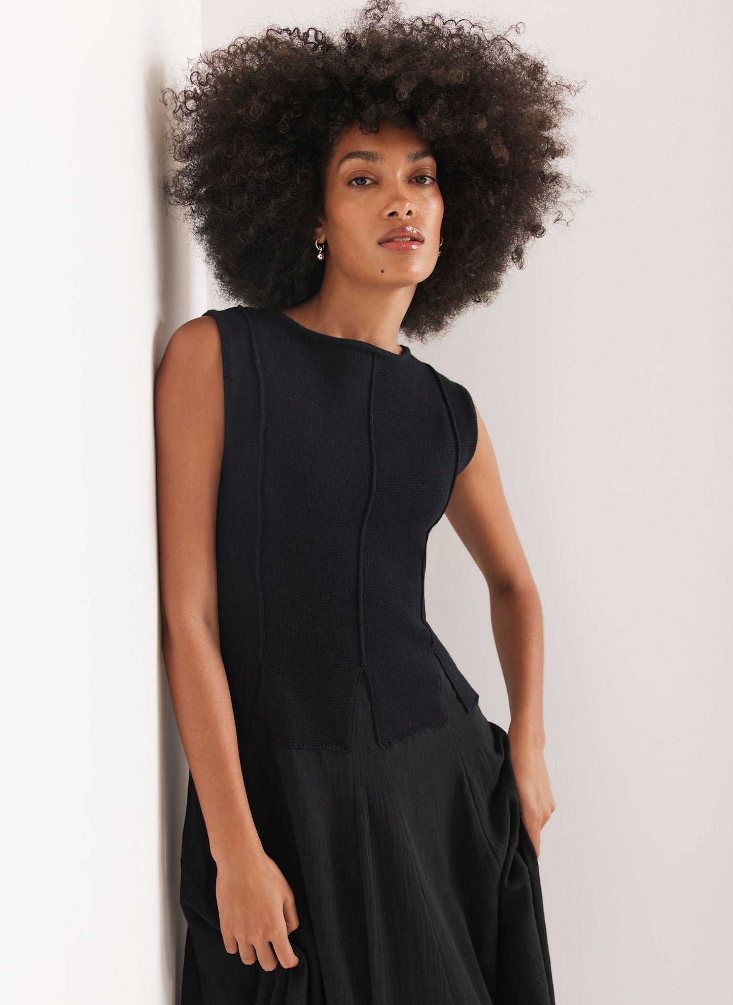 Navy Cotton Drop Waist Maxi Dress