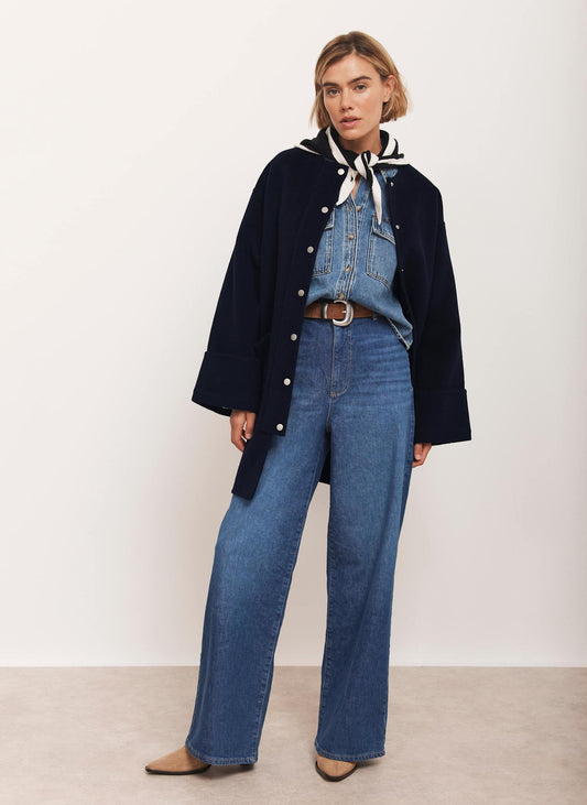 Navy Wool Blend Hand Finished Coat