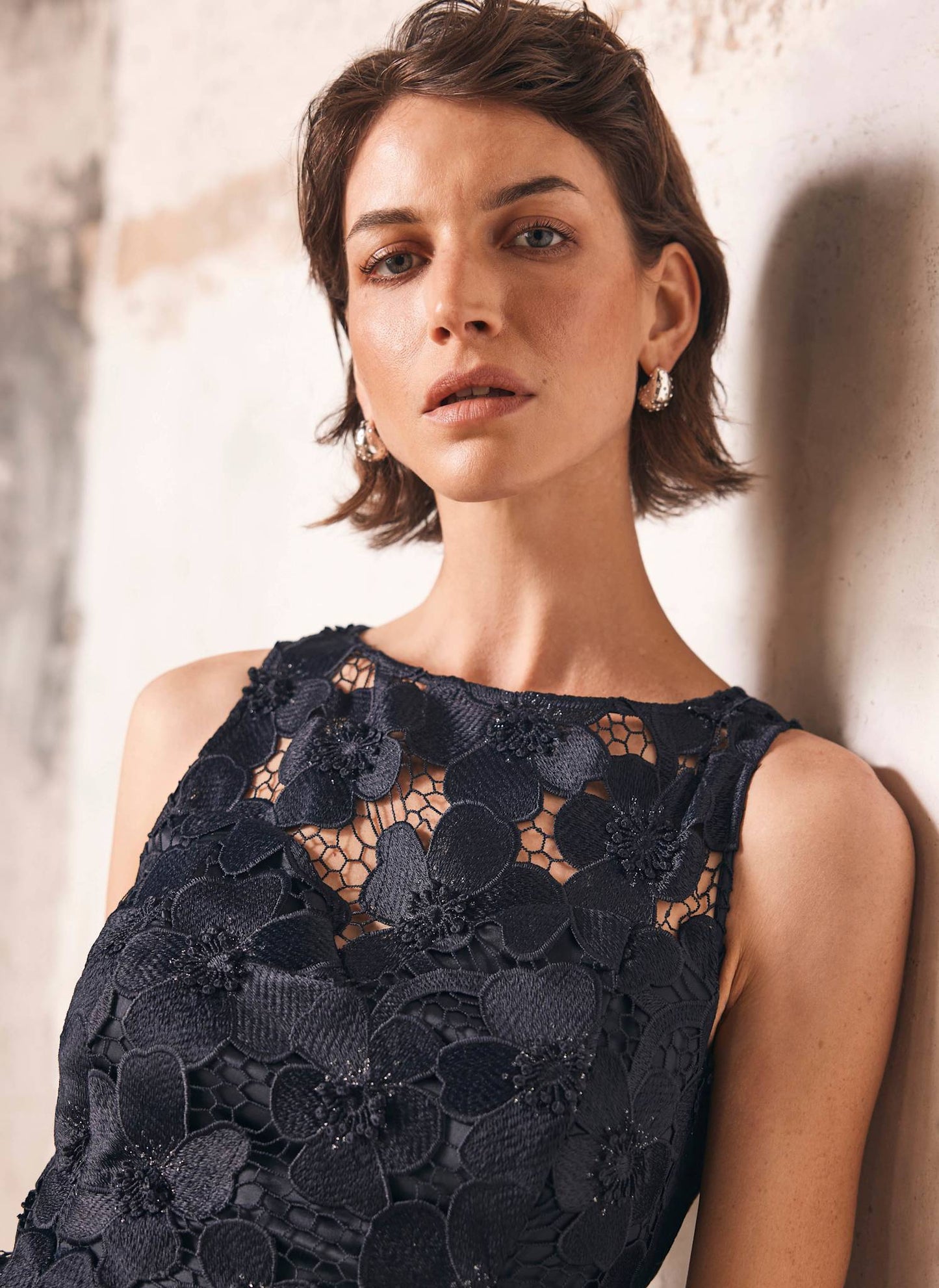 Navy Floral Applique Maxi Dress