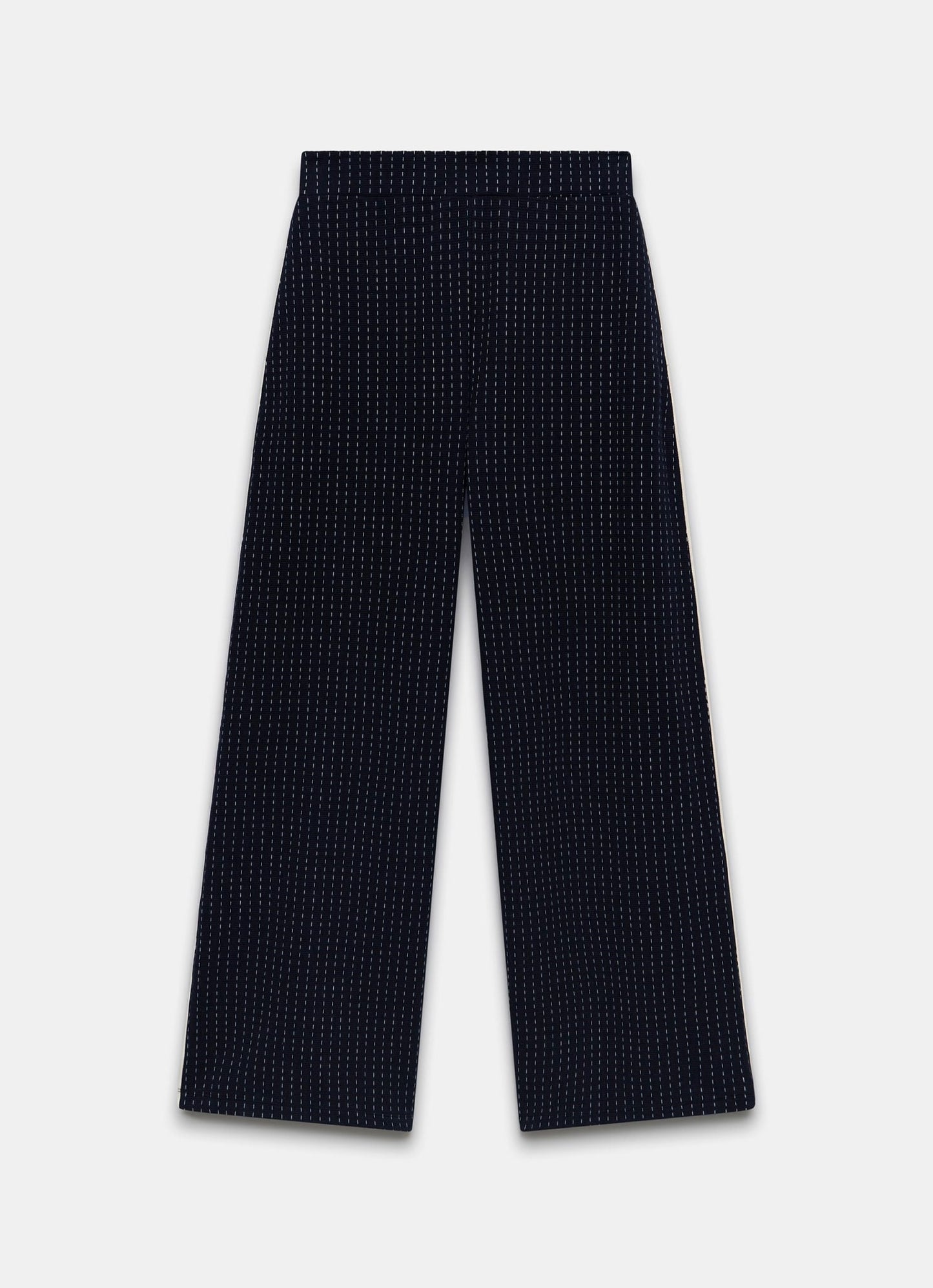 Navy Pinstripe Wide Trousers