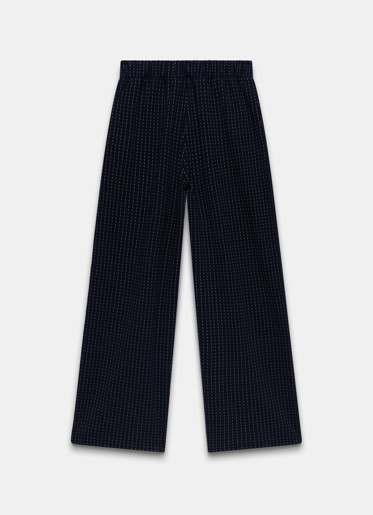 Navy Pinstripe Wide Trousers
