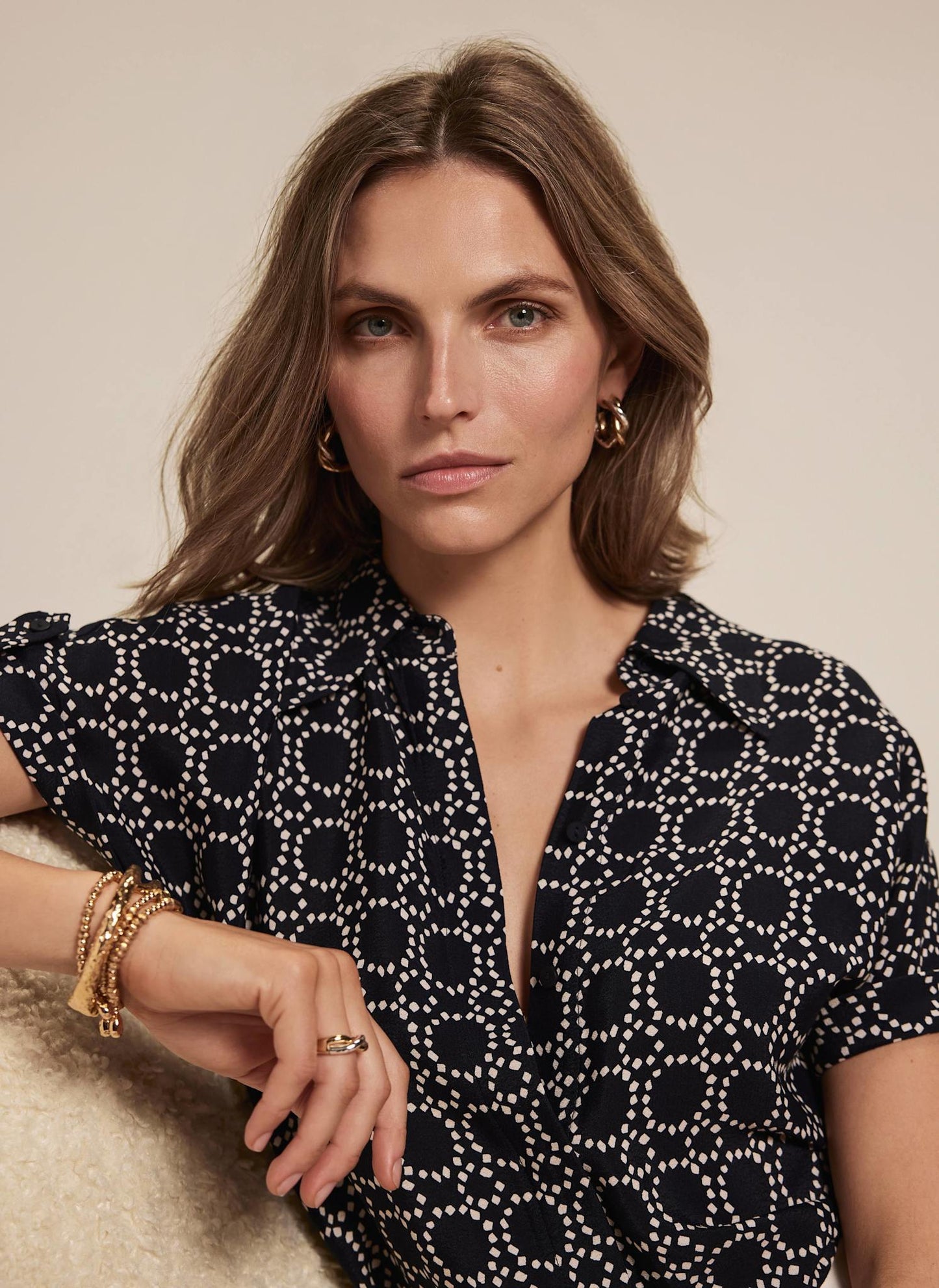 Navy Abstract Print Resort Shirt