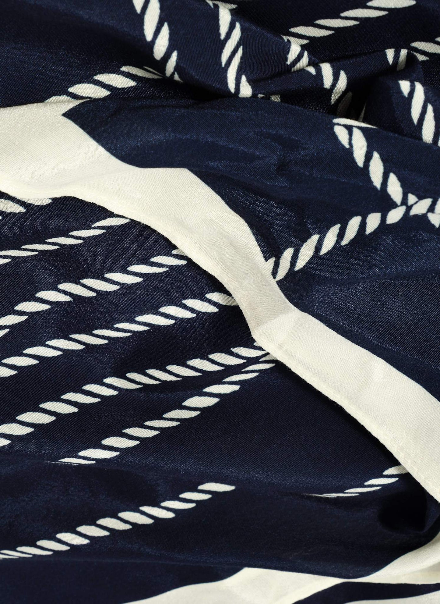 Navy Print Square Neck Scarf