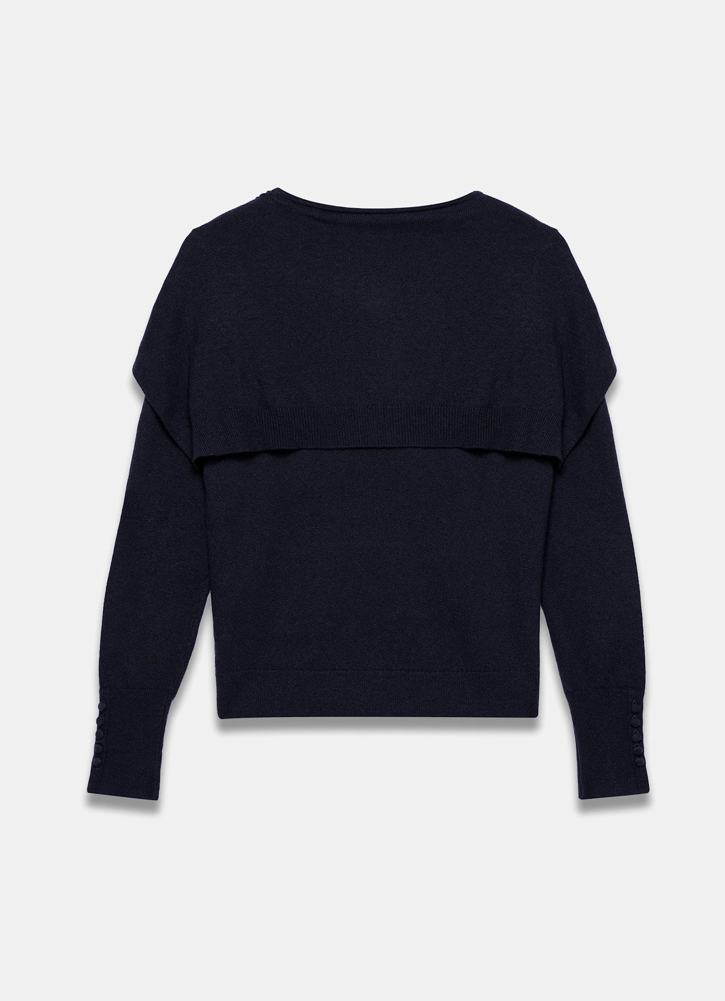 Navy Cotton Blend Scarf Detail Jumper