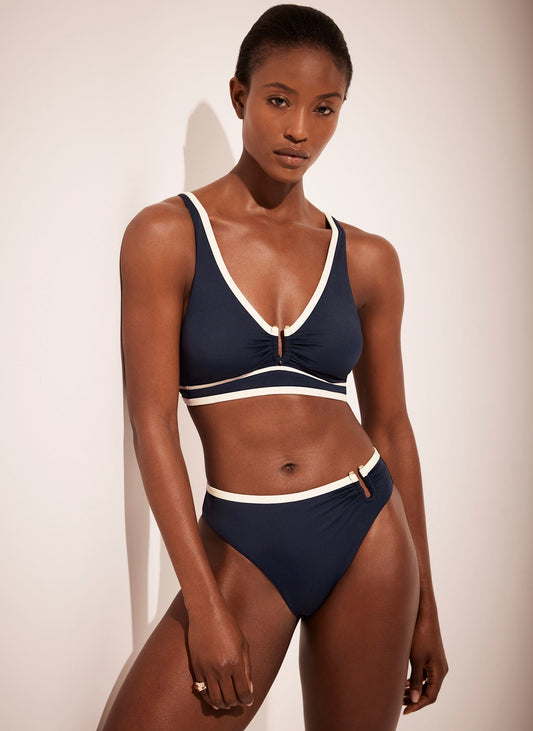 Navy Tipped Bikini Top
