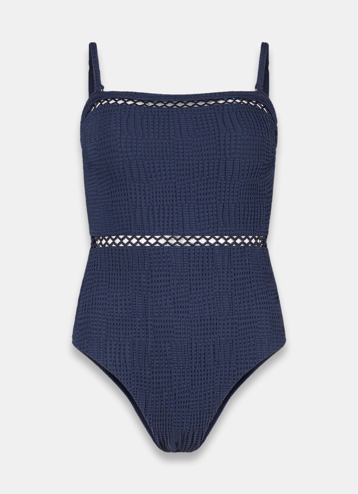 Navy Textured Cutout Swimsuit