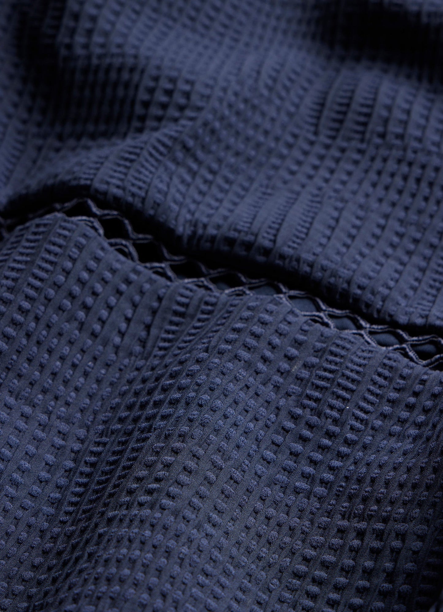 Navy Textured Cutout Swimsuit