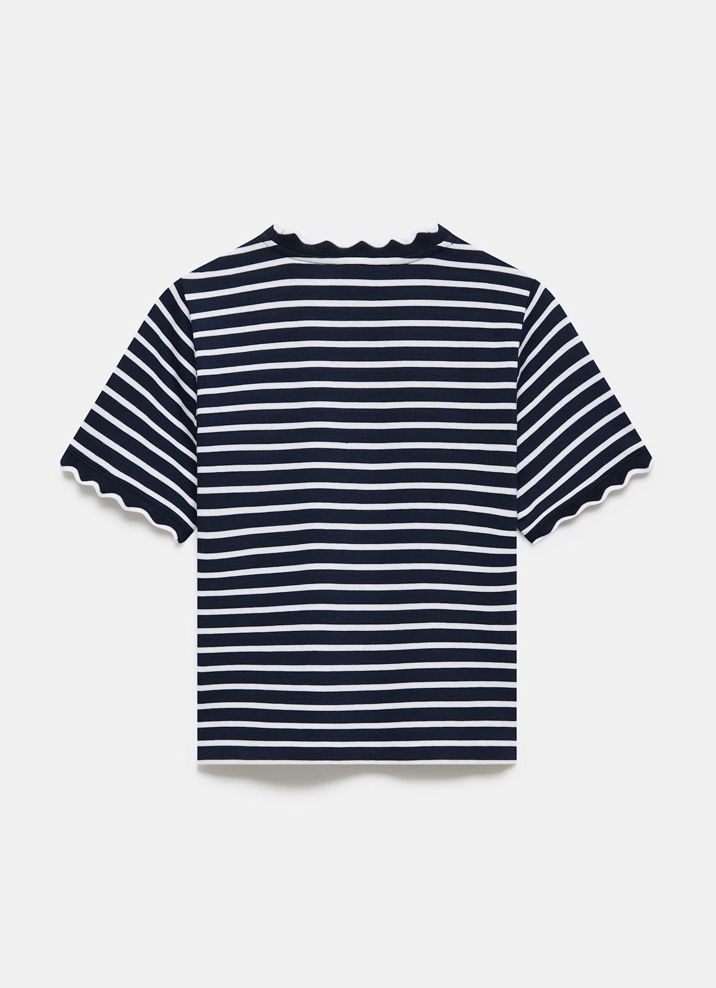 Navy Stripe Scallop Trim T-Shirt