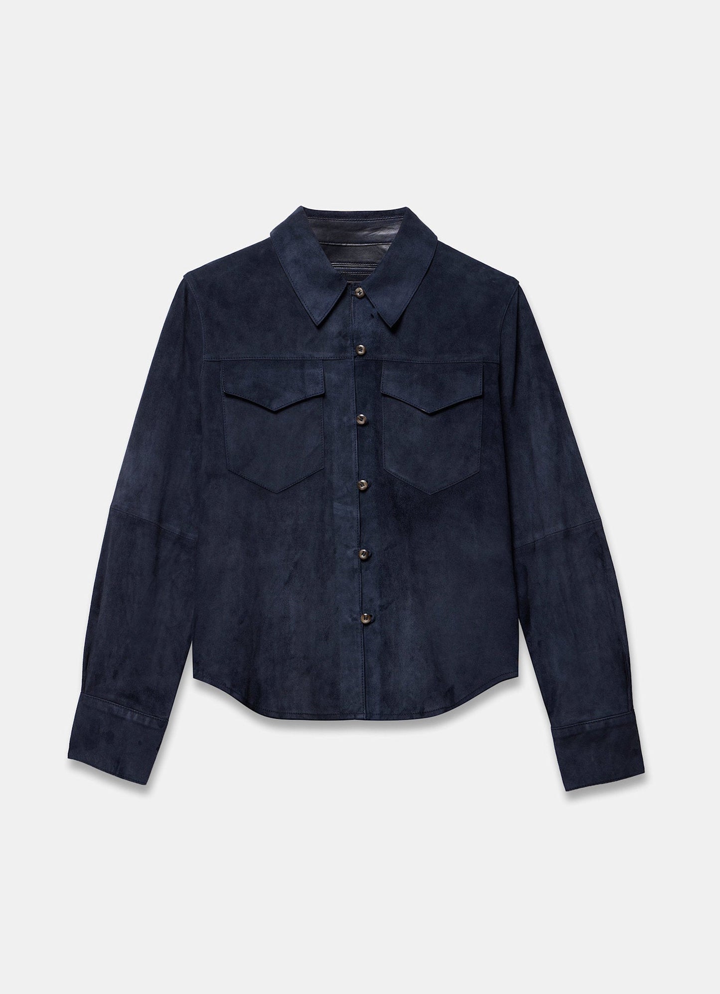 Navy Suede Long Sleeve Shirt