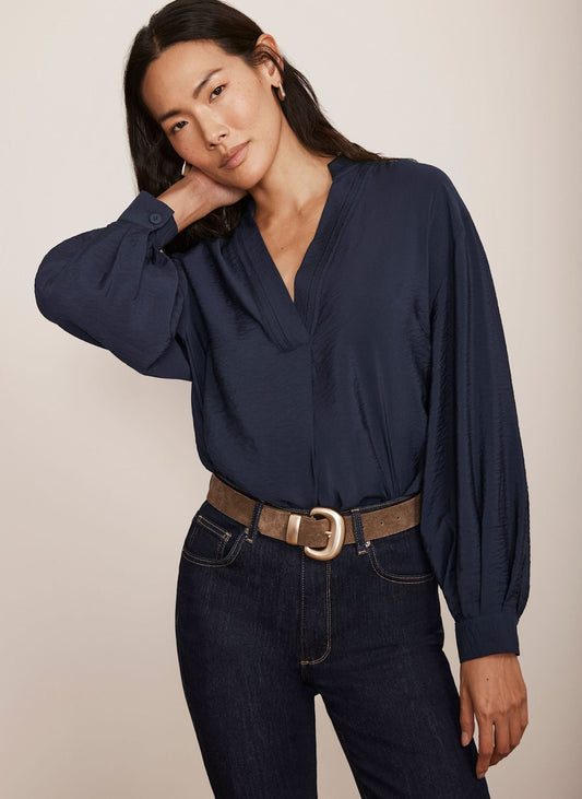 Navy Long Sleeve Blouse