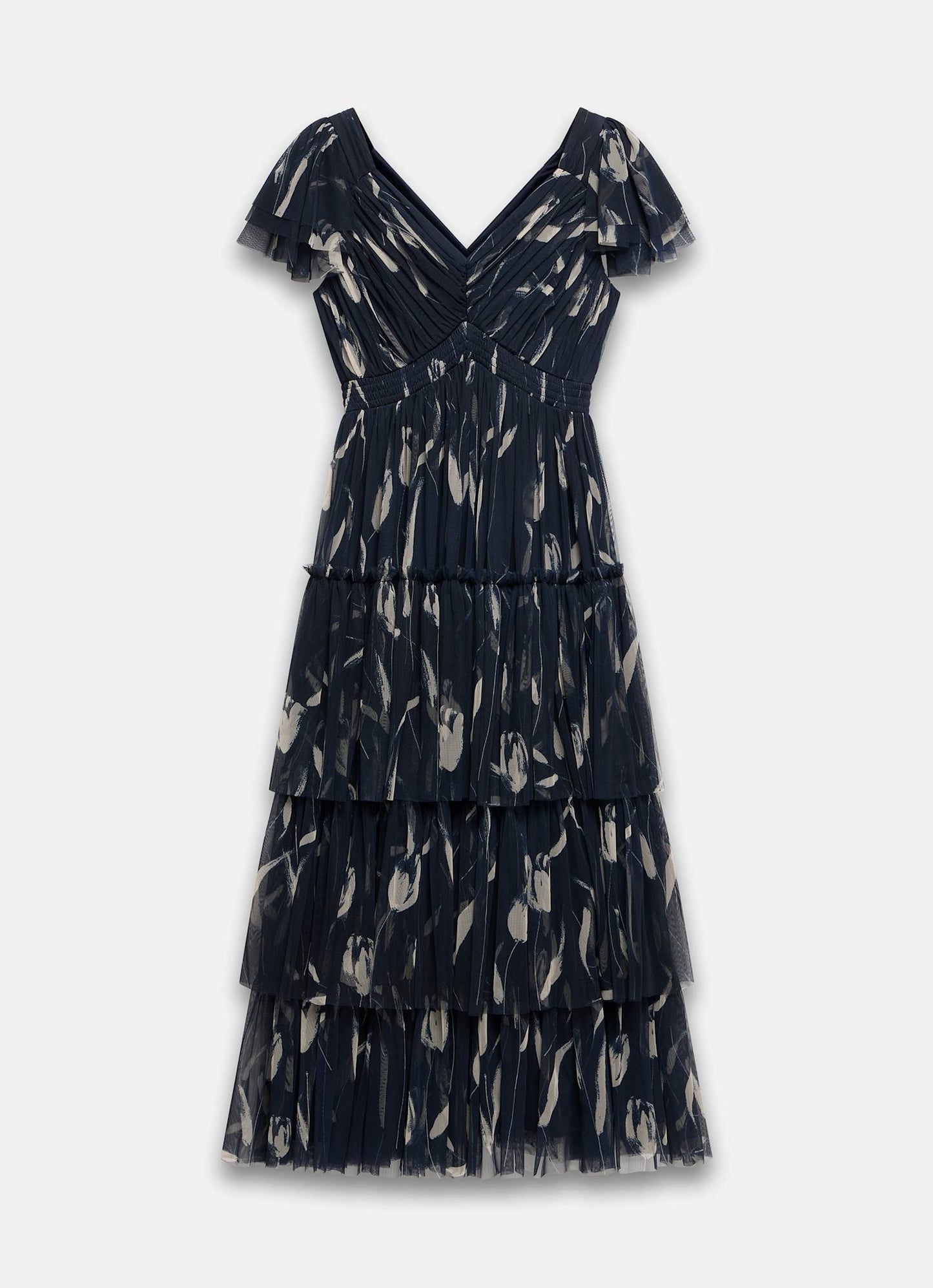 Navy Floral Print Maxi Dress