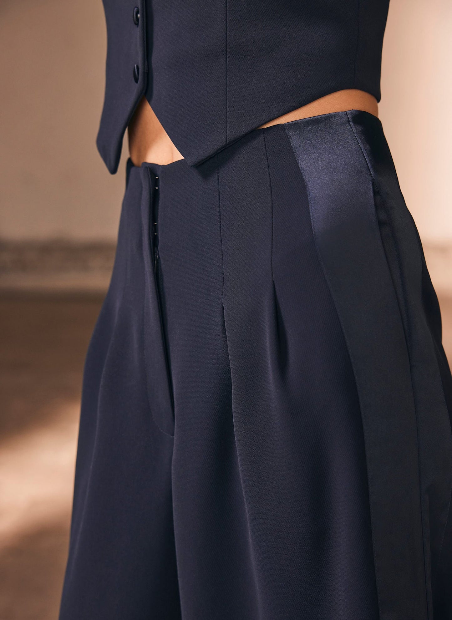 Navy Wide Tuxedo Trousers