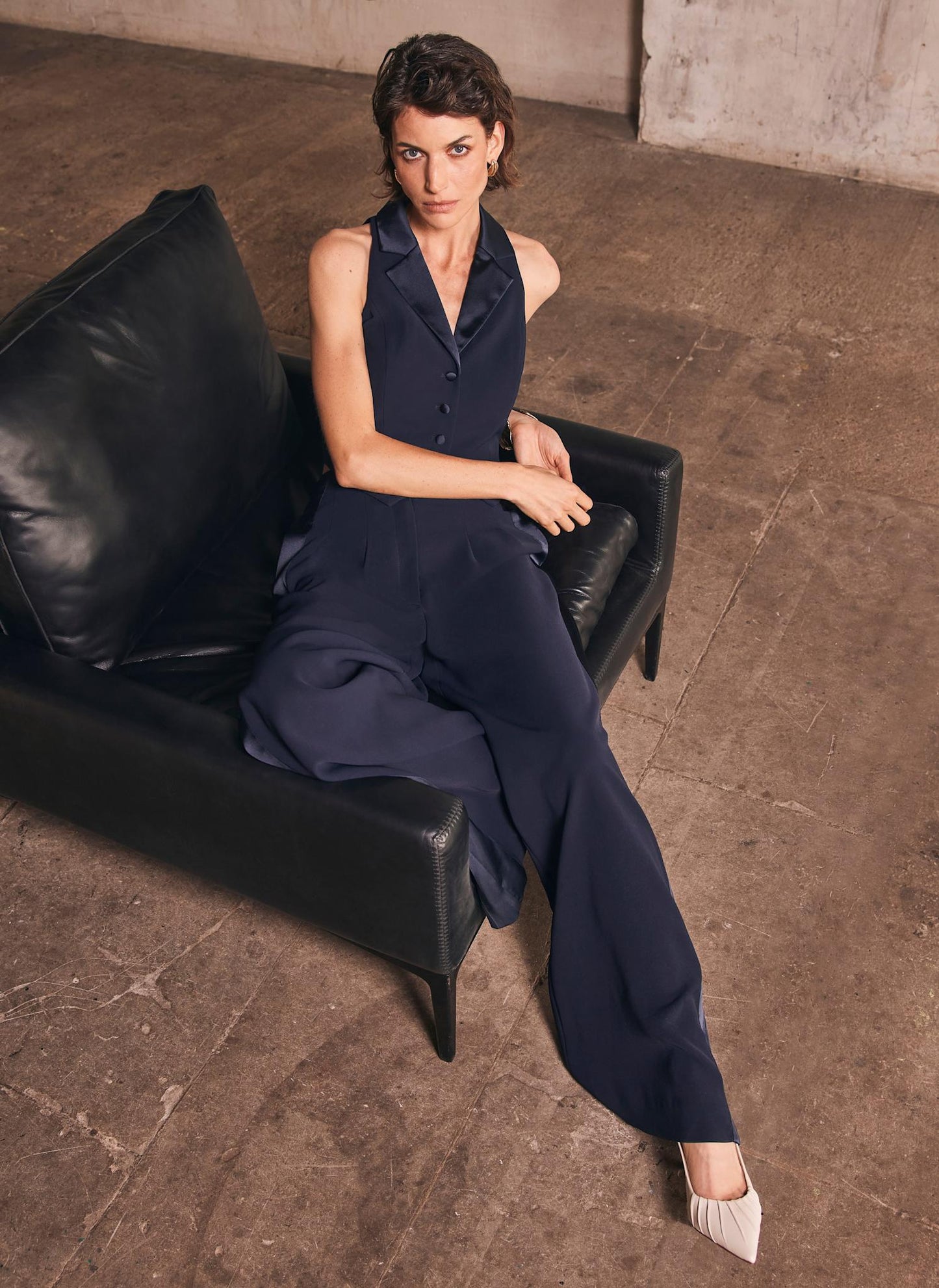 Navy Wide Tuxedo Trousers