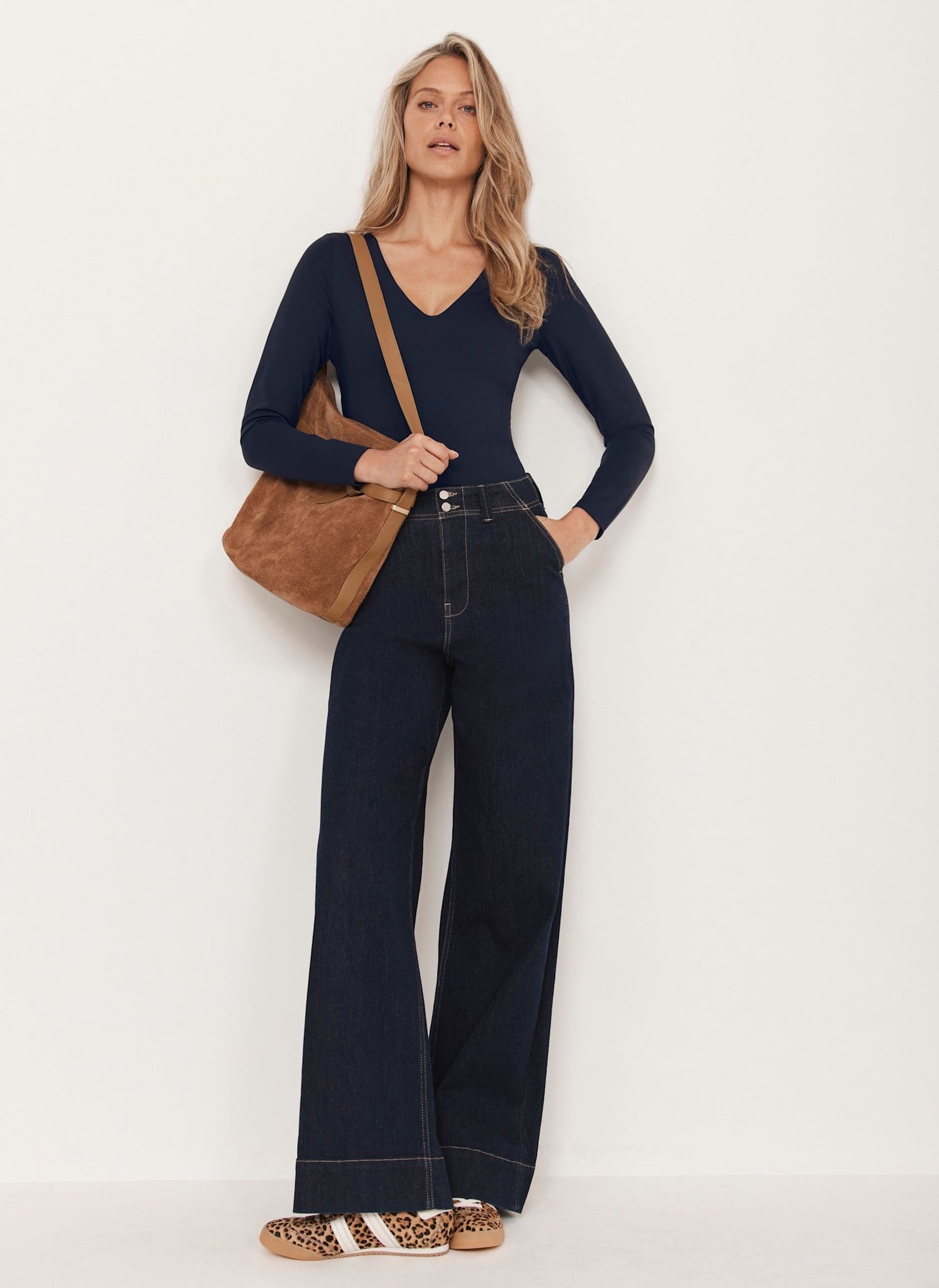 Navy Long Sleeve Layering Top