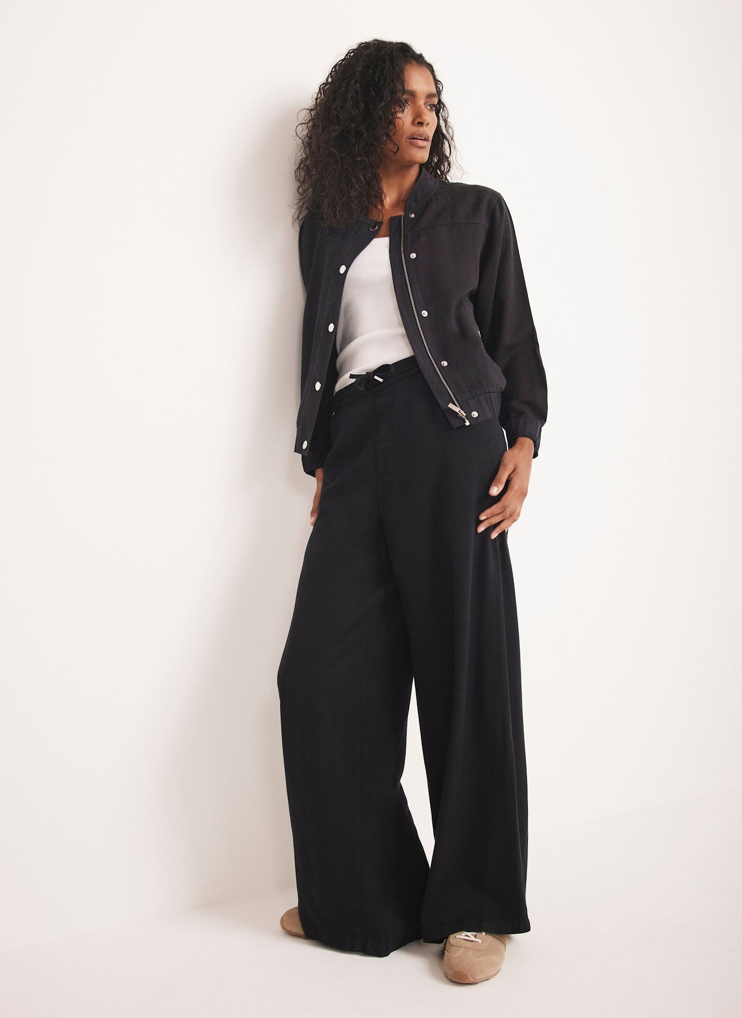 Navy Wide Leg Trousers