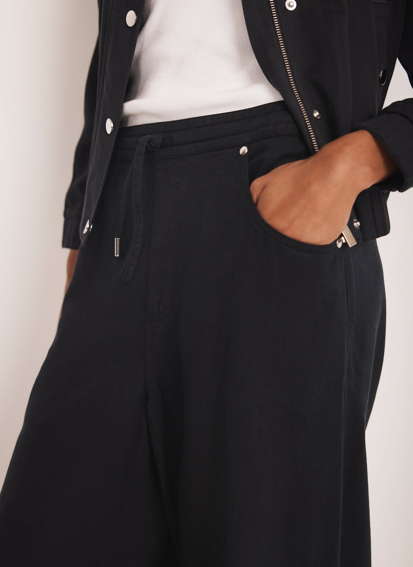Navy Wide Leg Trousers