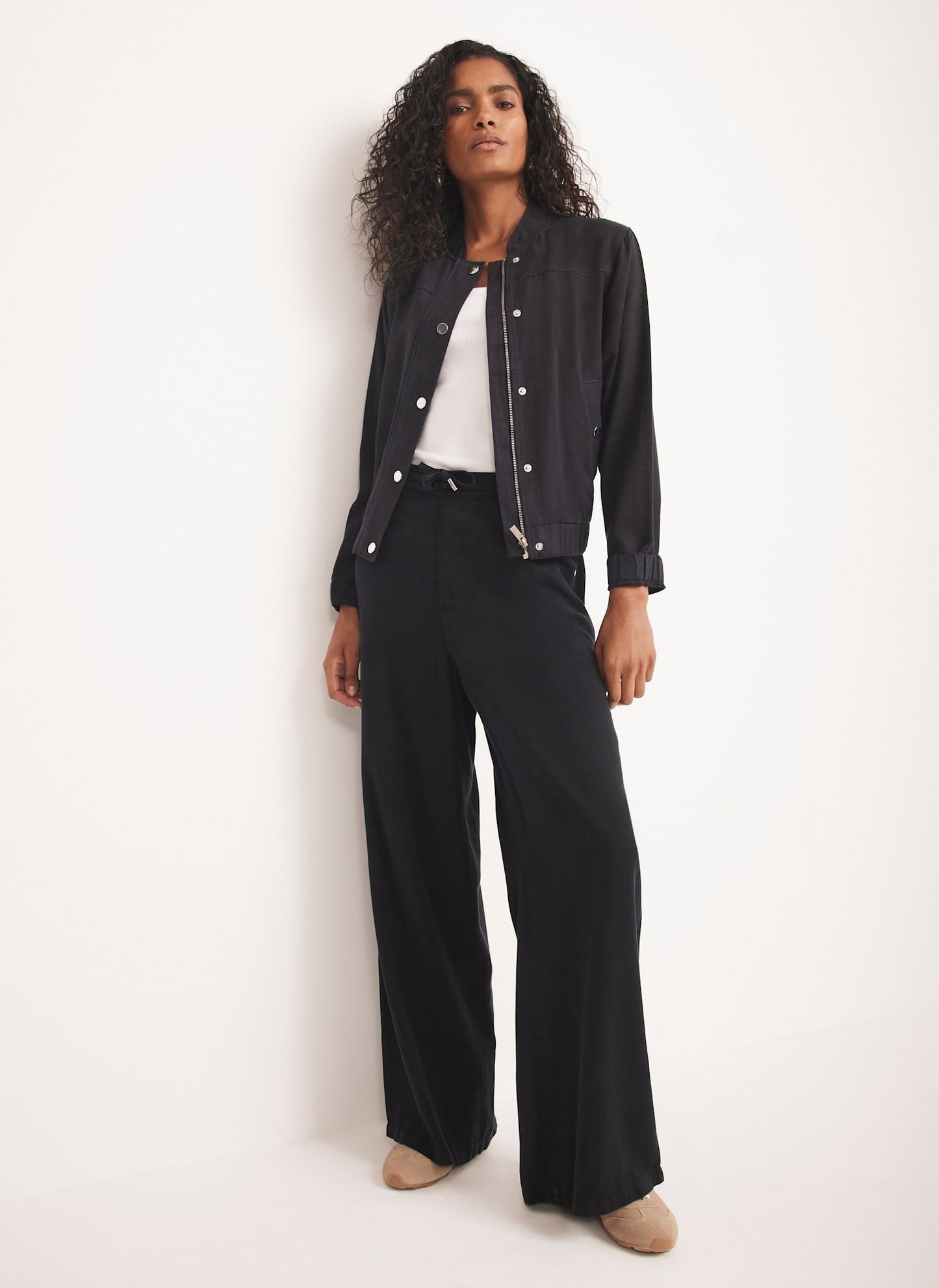 Navy Wide Leg Trousers