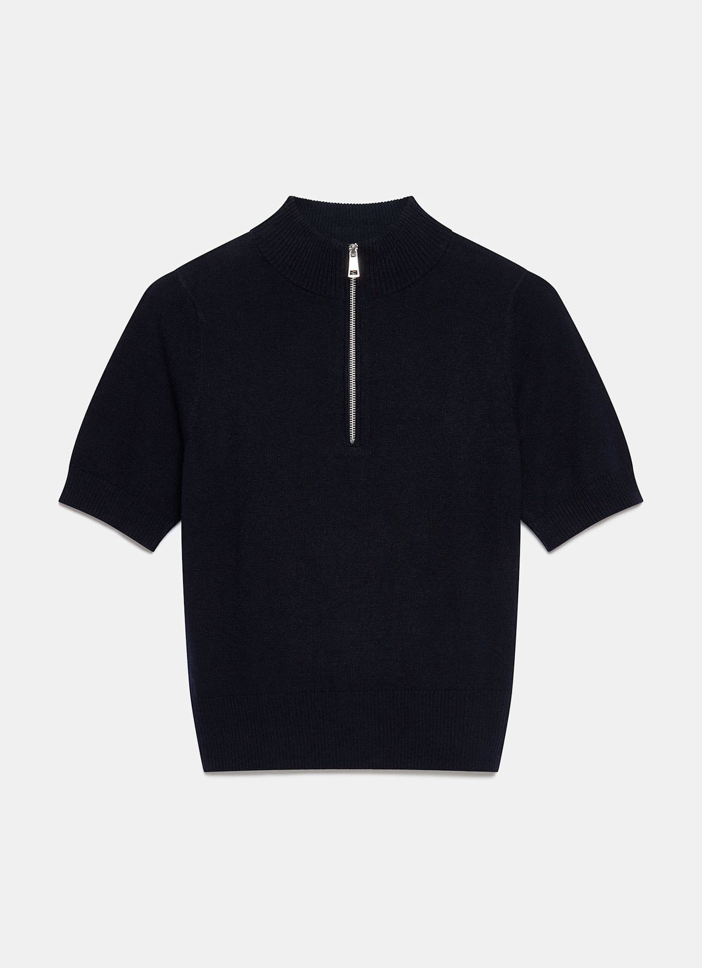 Navy Zip Detail Knit Top