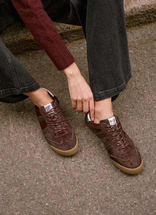 Nelle Burgundy Textured Trainers