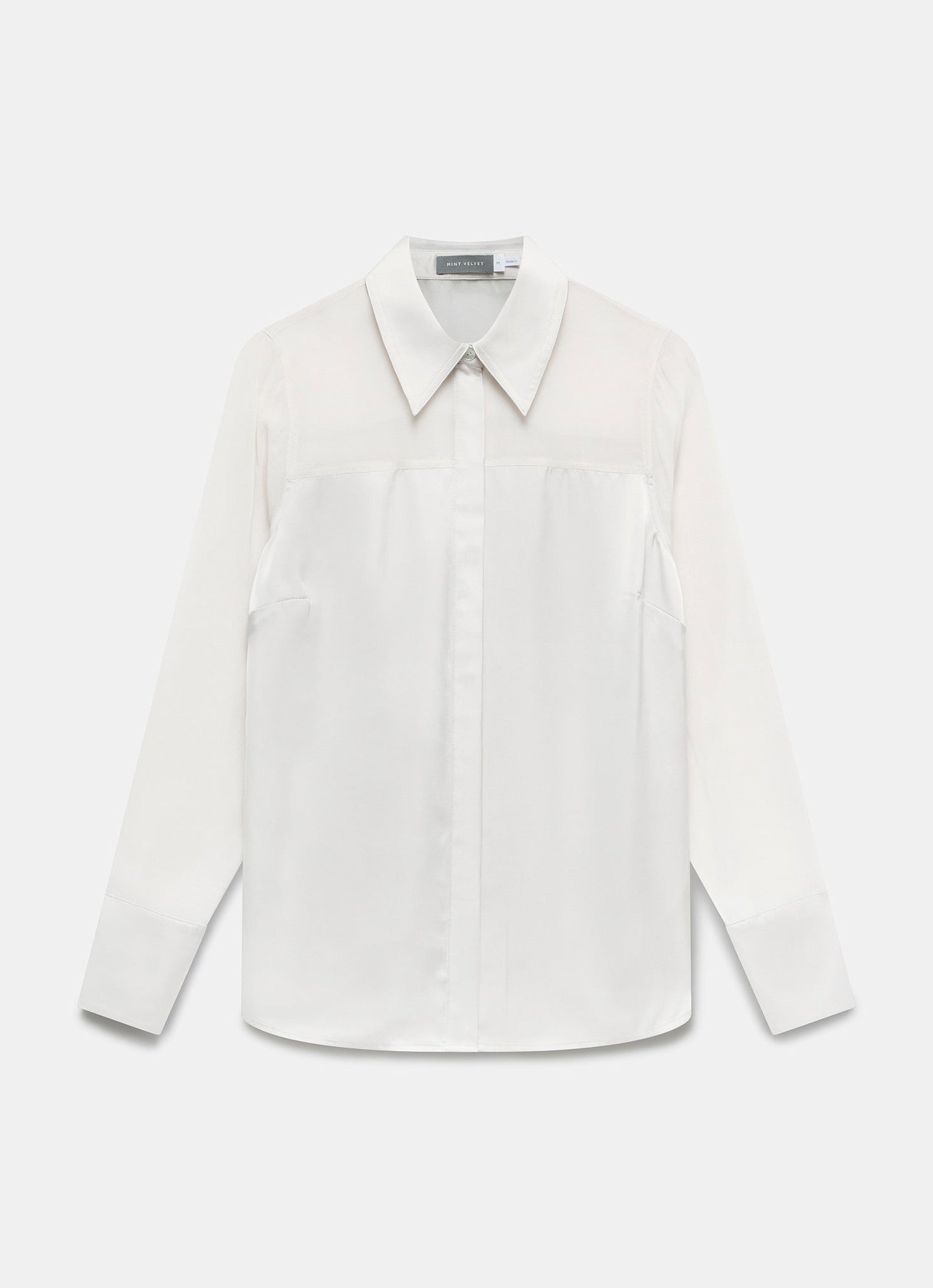 Neutral Satin Long Sleeve Shirt
