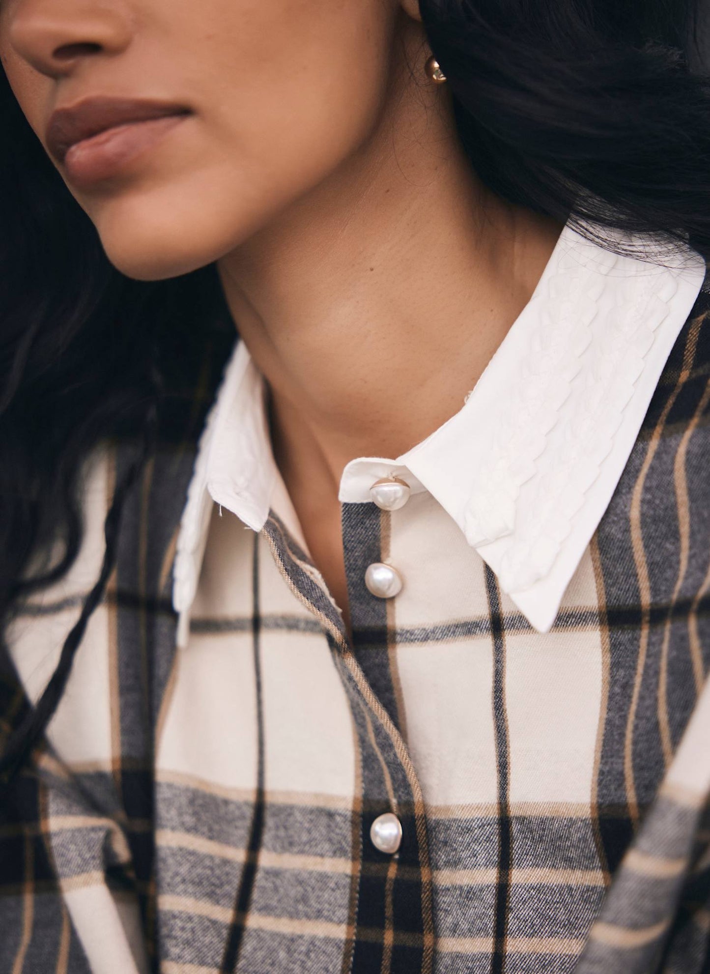 Neutral Checked Cotton Shirt