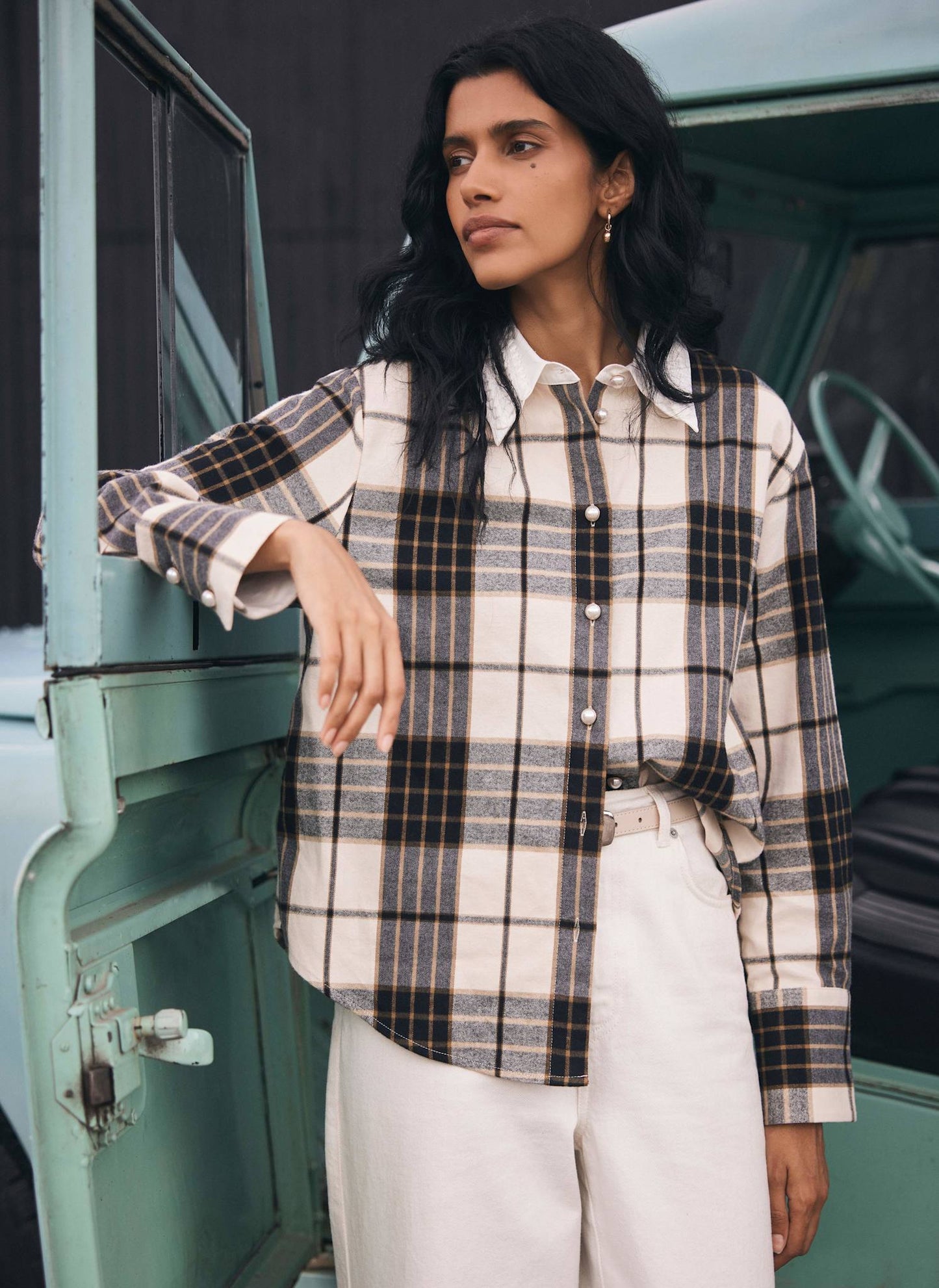 Neutral Checked Cotton Shirt