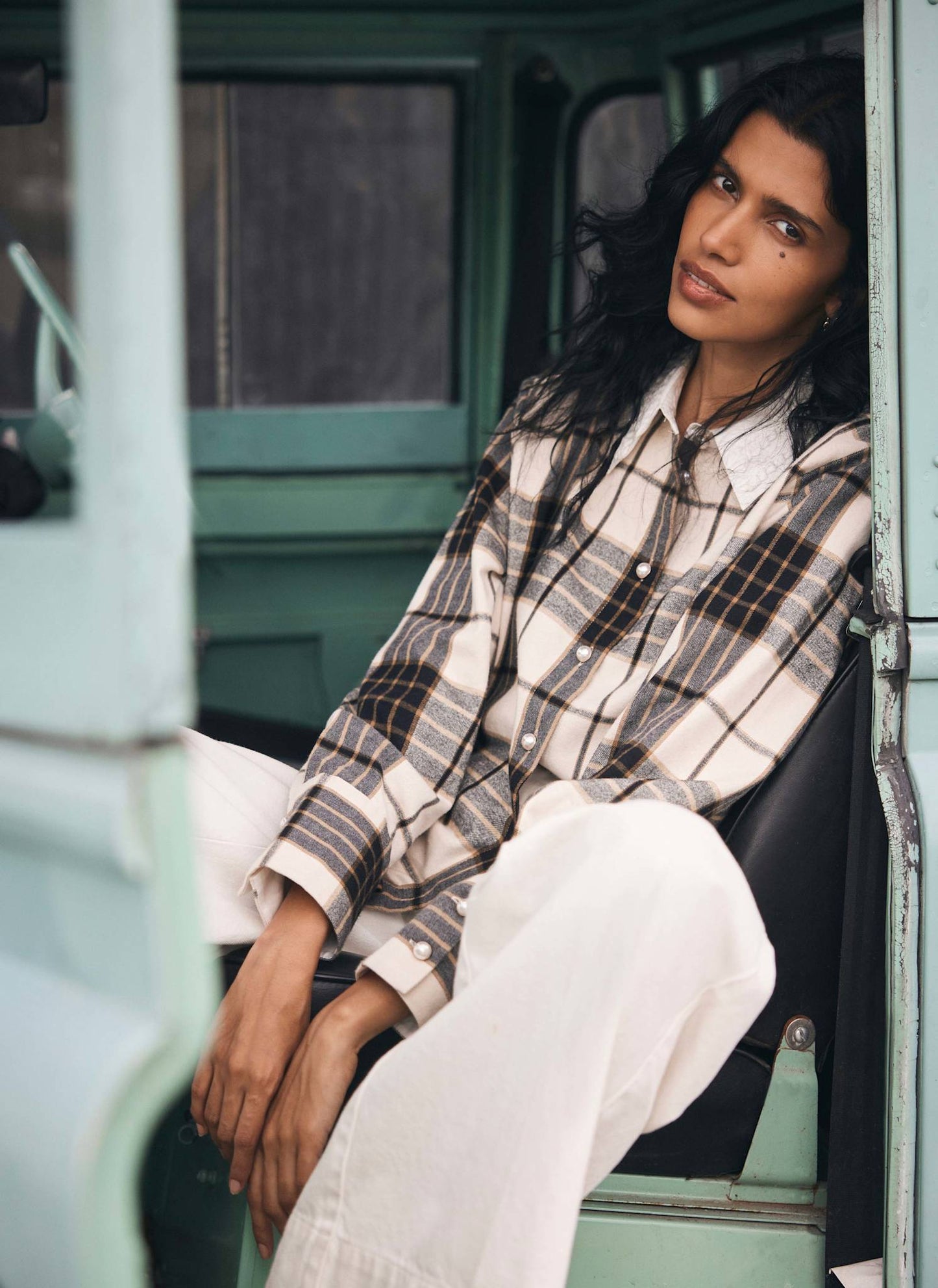 Neutral Checked Cotton Shirt