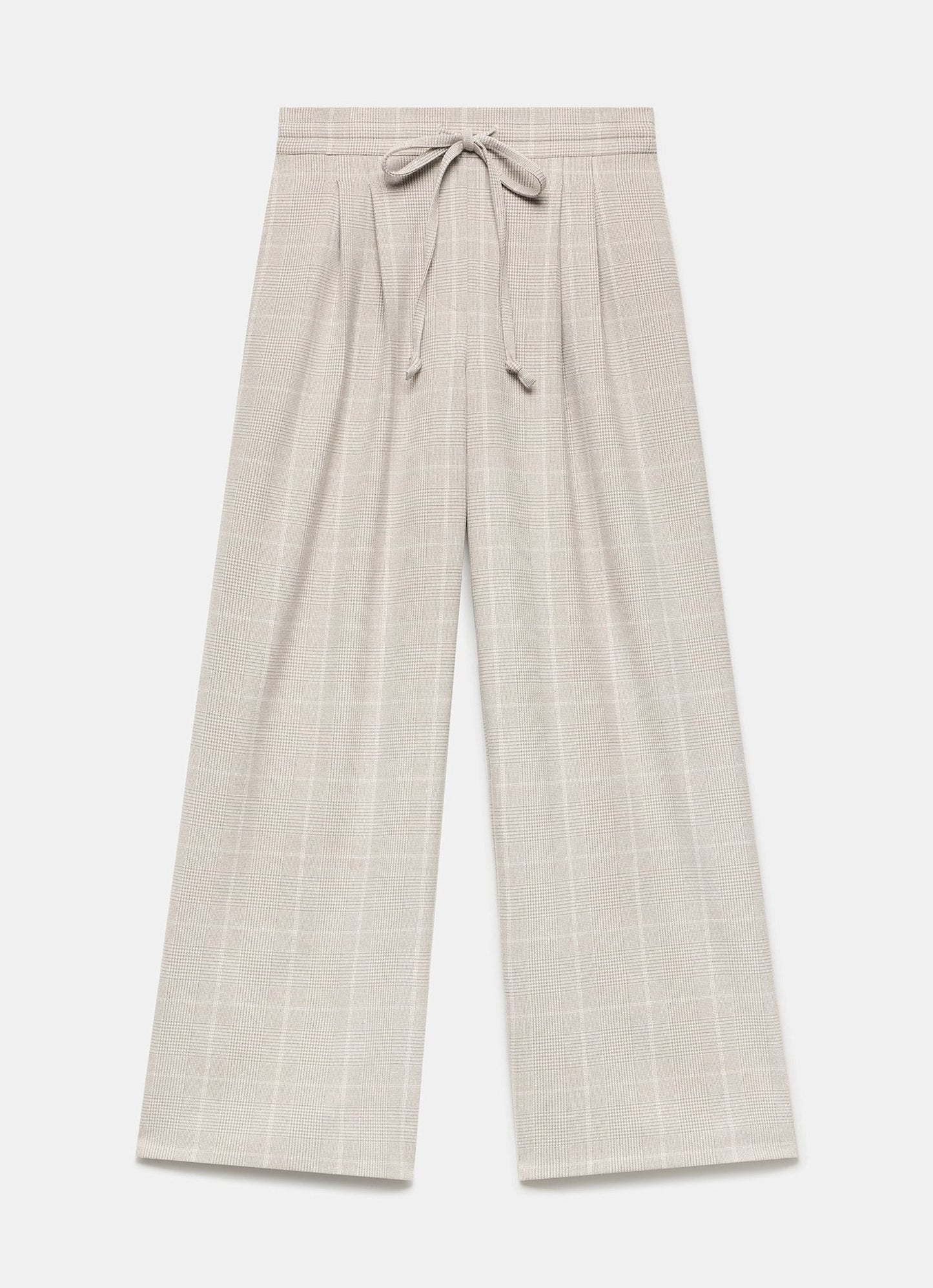 Neutral Checked Tailored Wide Trousers