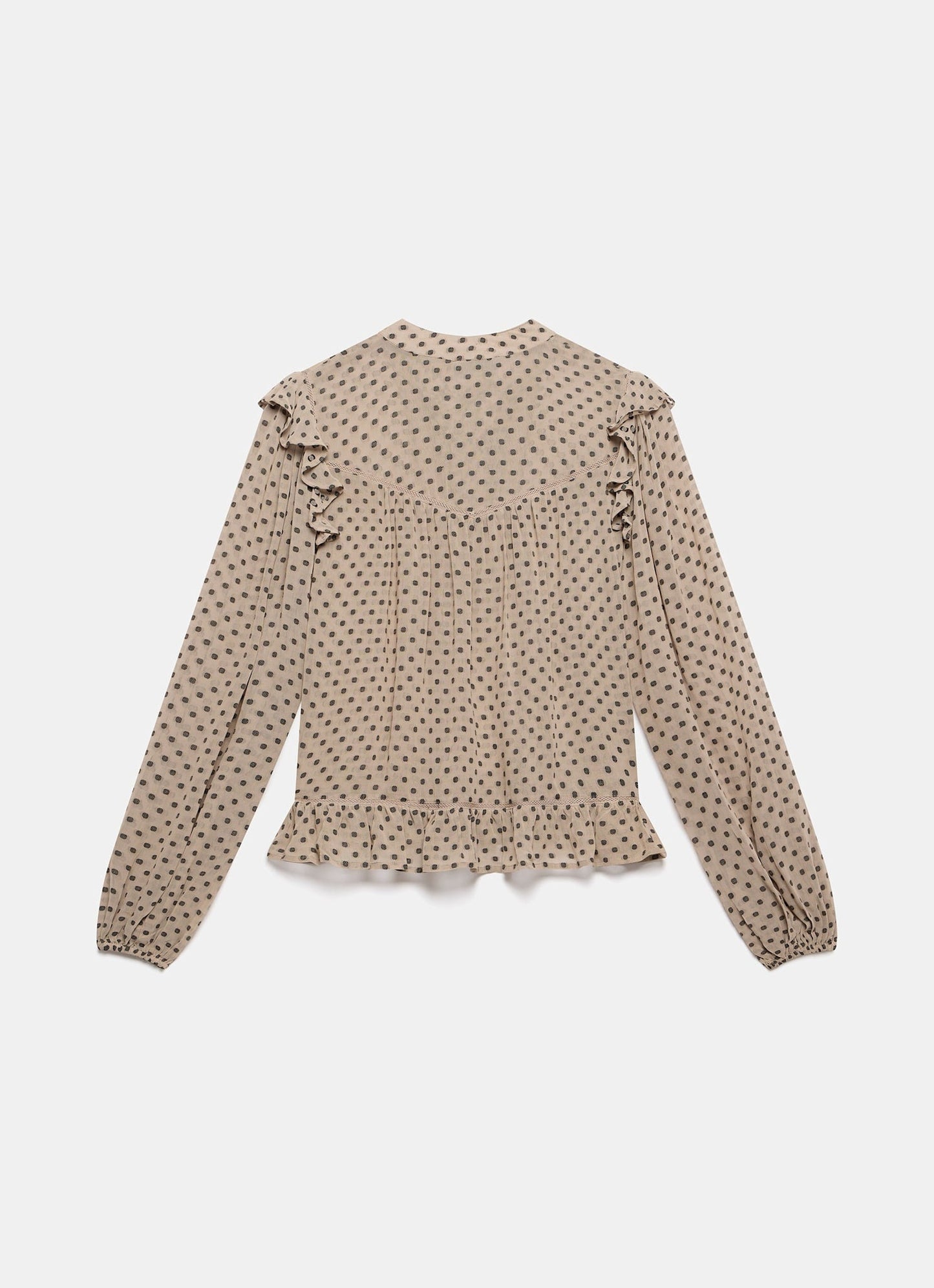 Neutral Jacquard Polka Dot Blouse