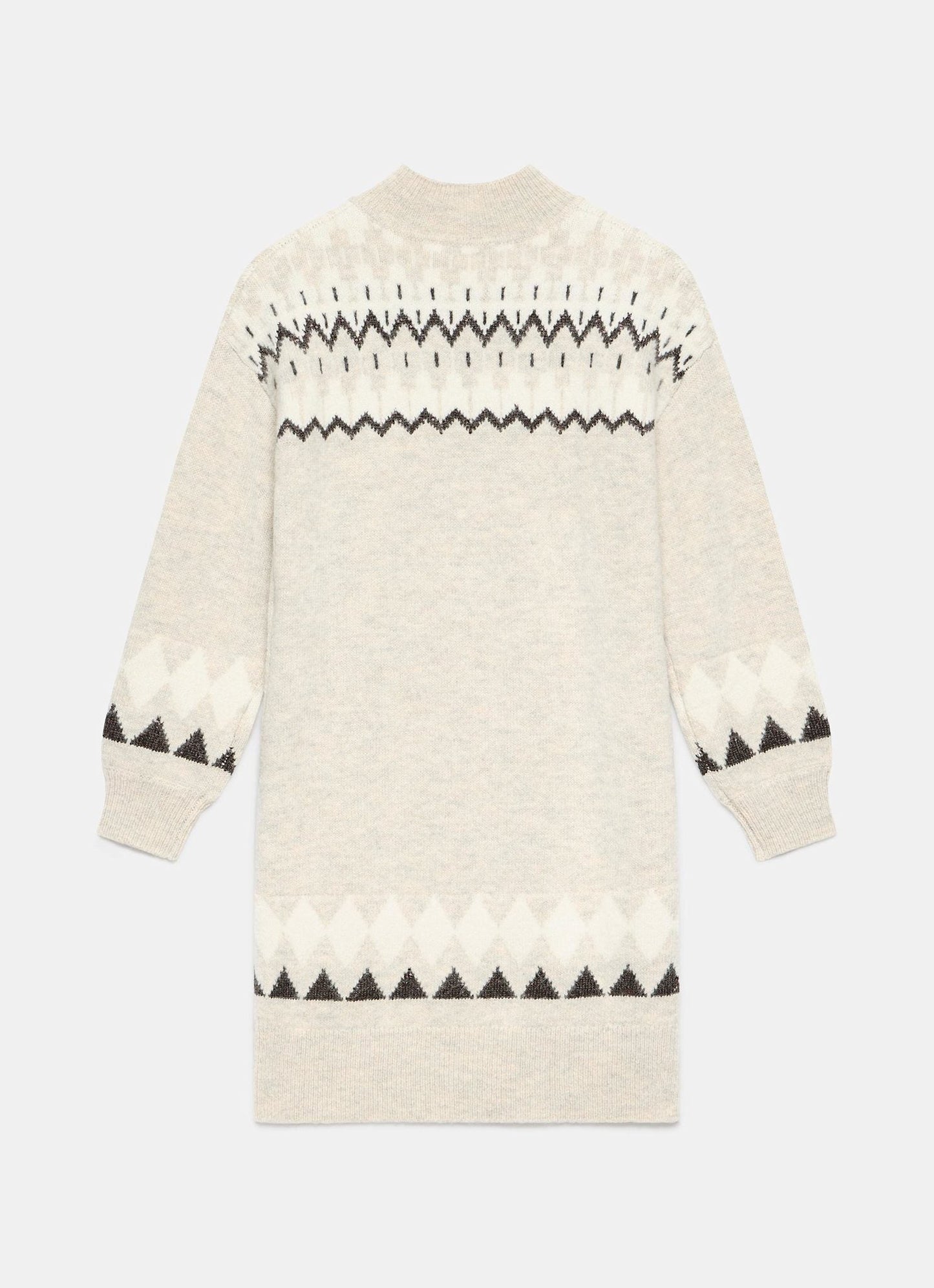 Neutral Fairisle Knit Mini Dress