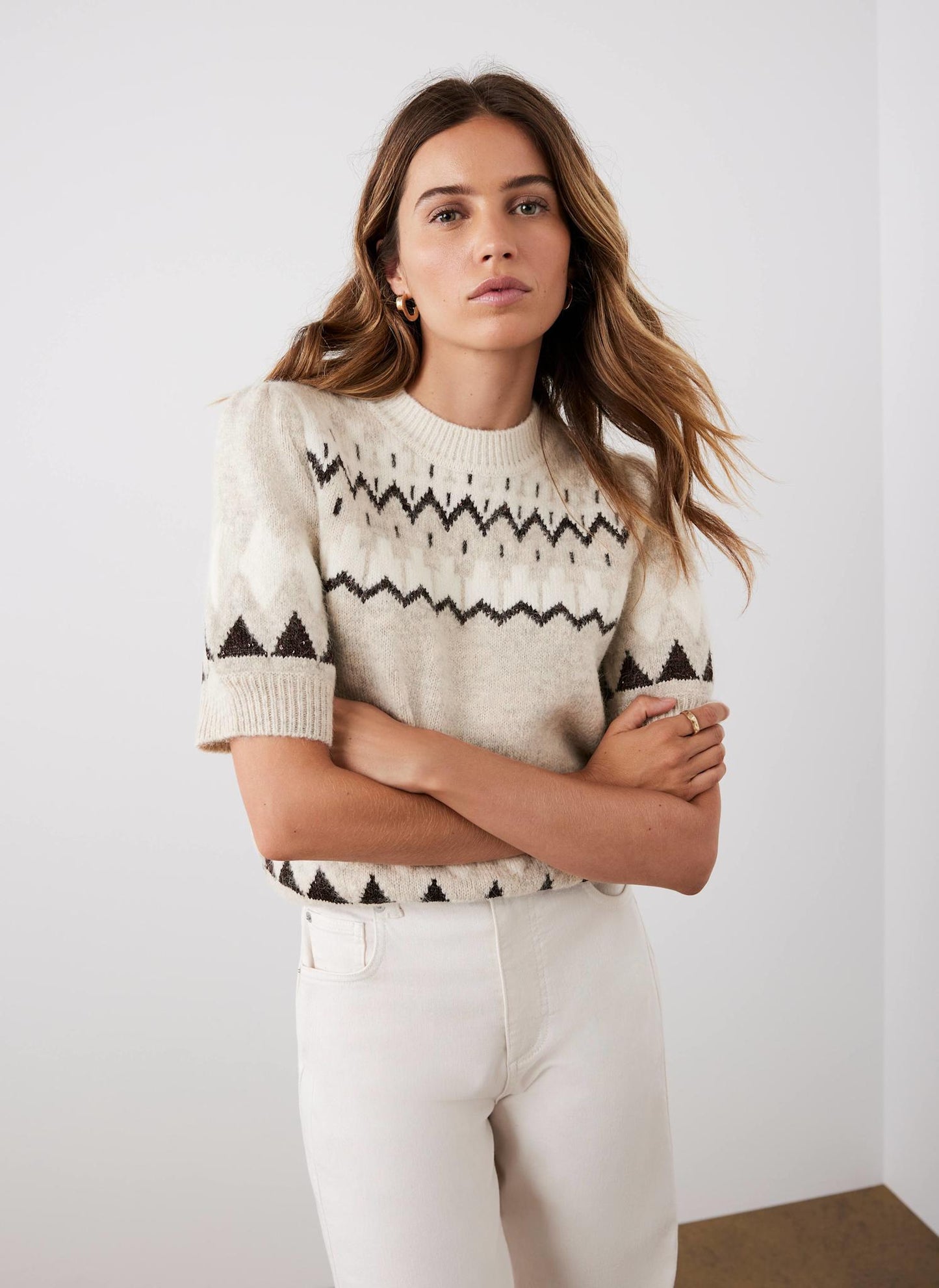 Neutral Fairisle Knit Top