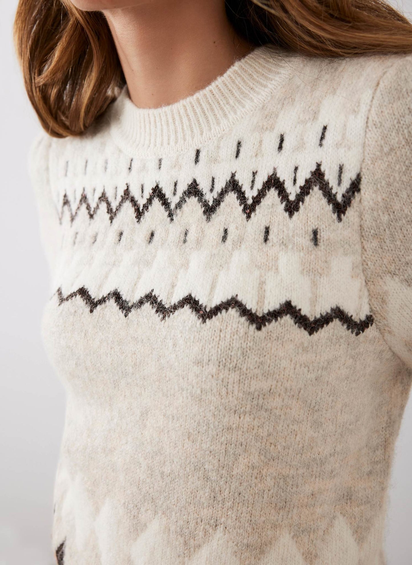 Neutral Fairisle Knit Top