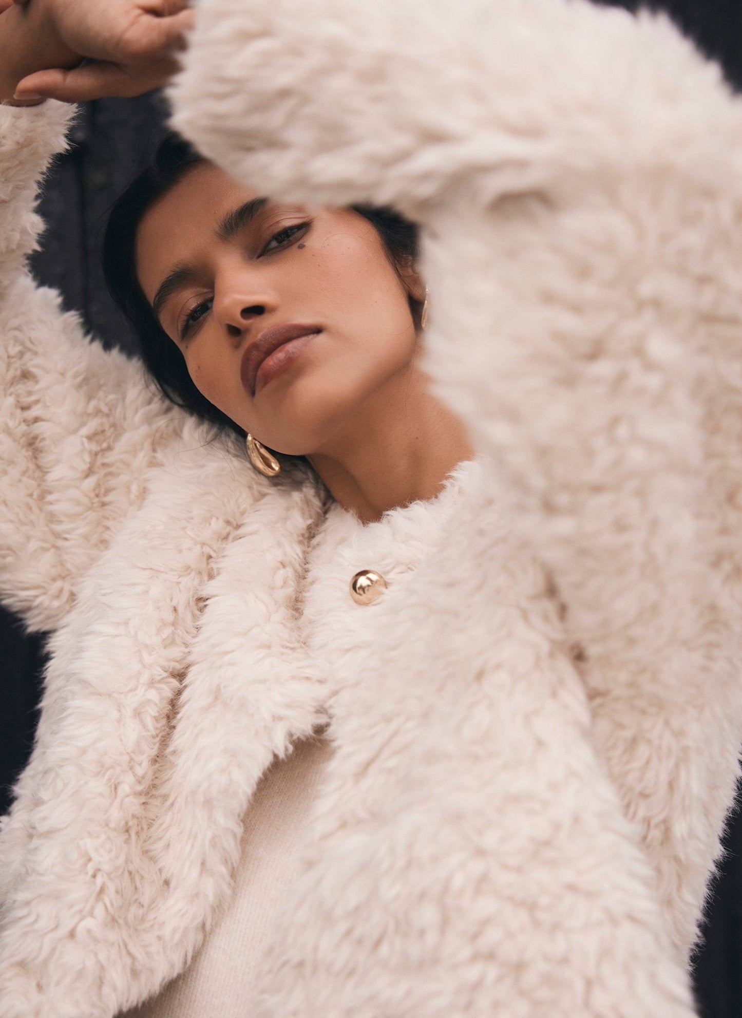Neutral Faux Fur Jacket