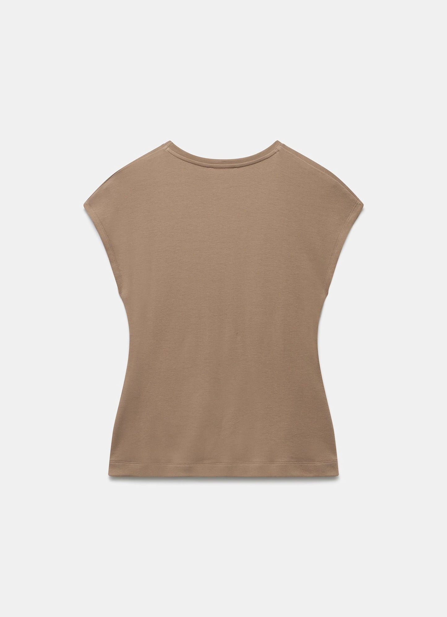 Brown Gathered Detail T-Shirt