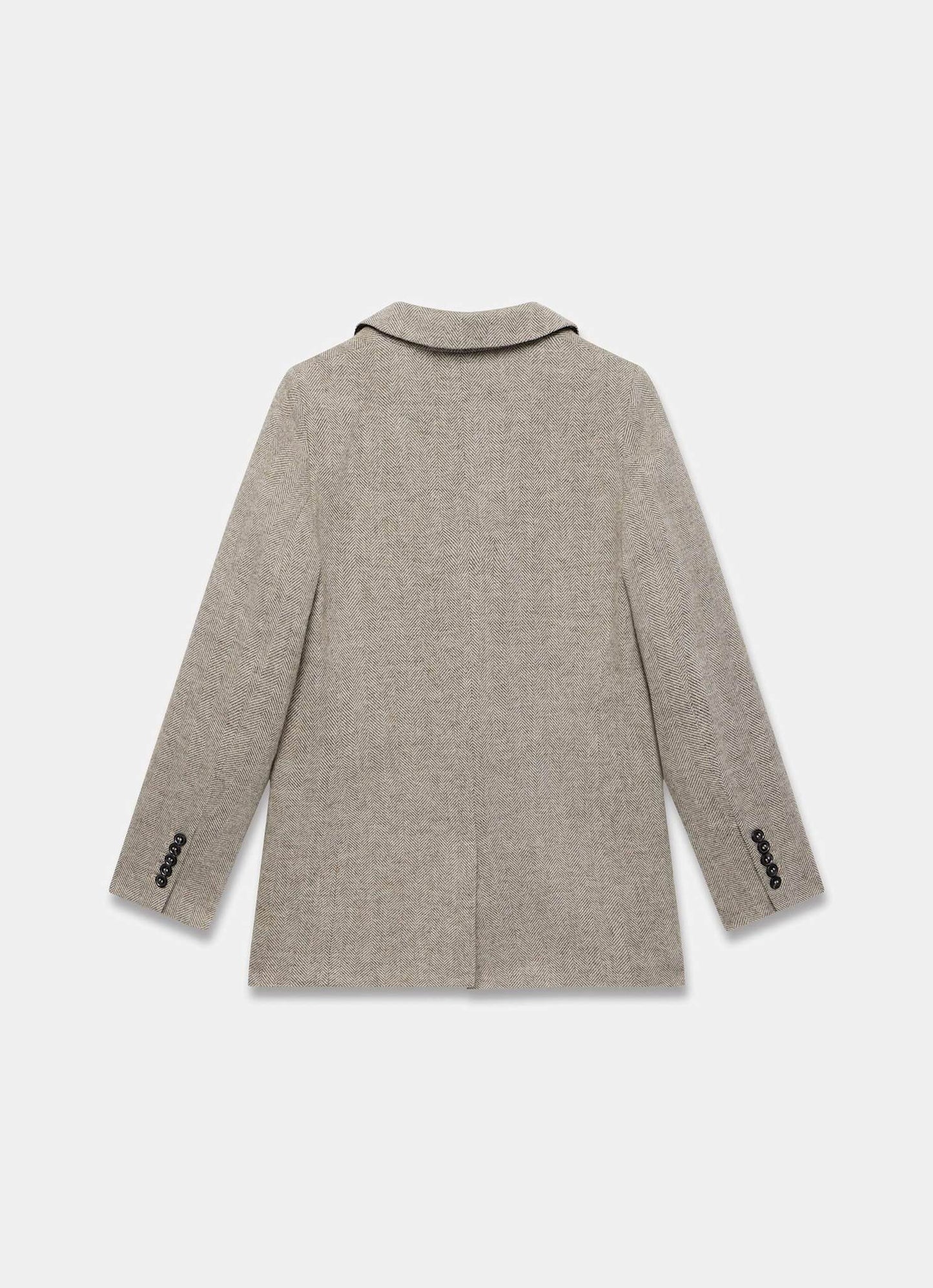 Neutral Herringbone Single Breasted Blazer