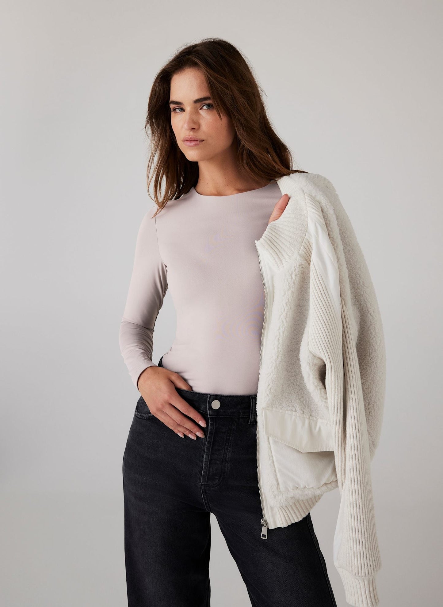 Neutral Long Sleeve Layering Top