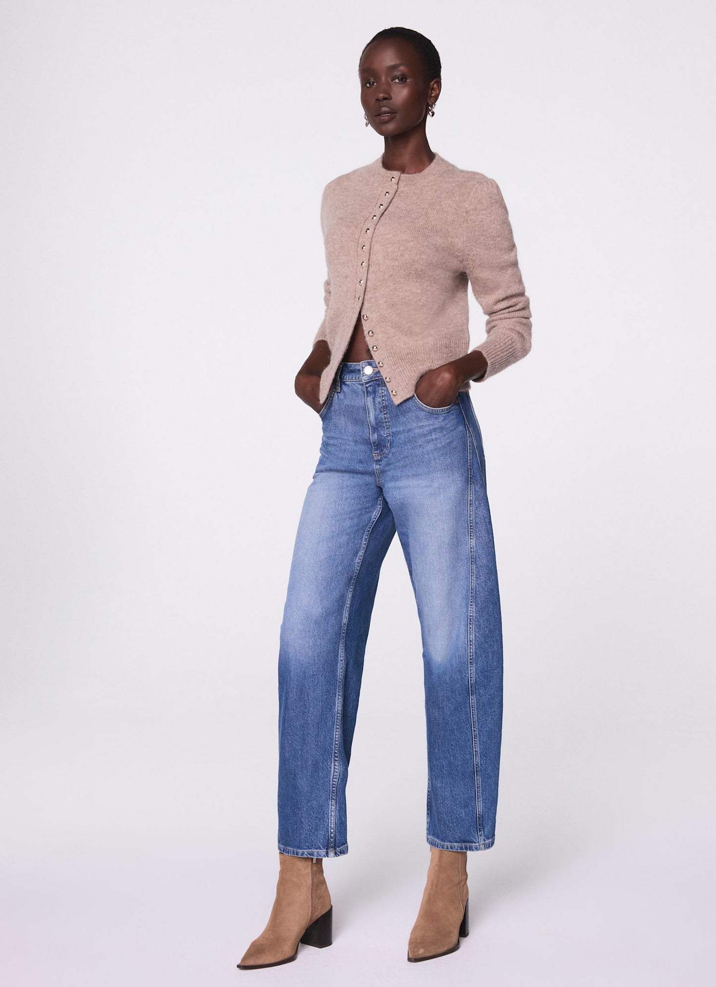 Neutral Wool Blend Cardigan